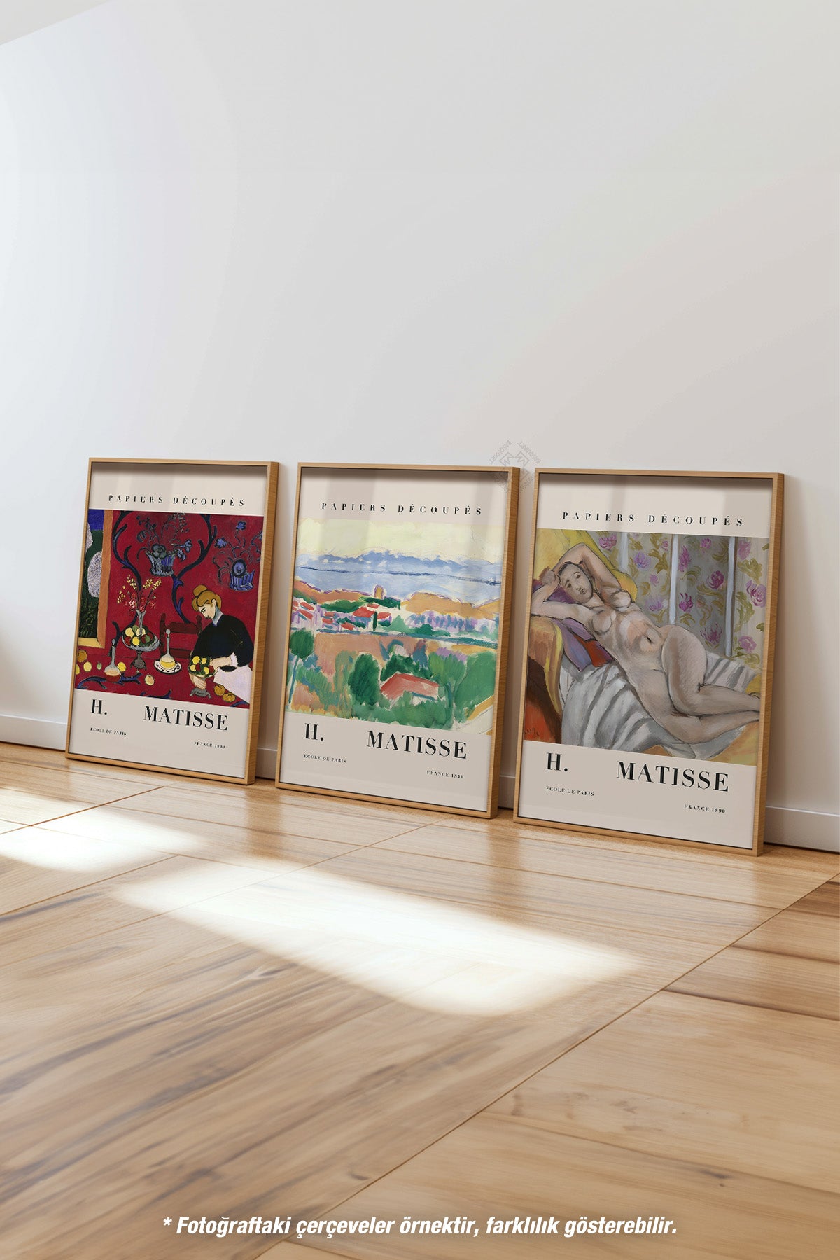 Matisse Dekoratif 3'lü Ahşap Çerçeveli Poster, Tablo Seti No:19