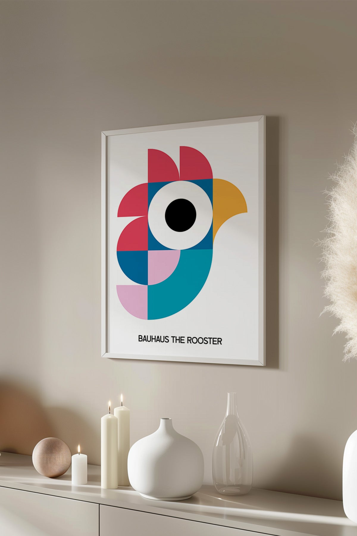 Bauhaus Serisi Beyaz Çerçeveli Poster, Tablo No:121