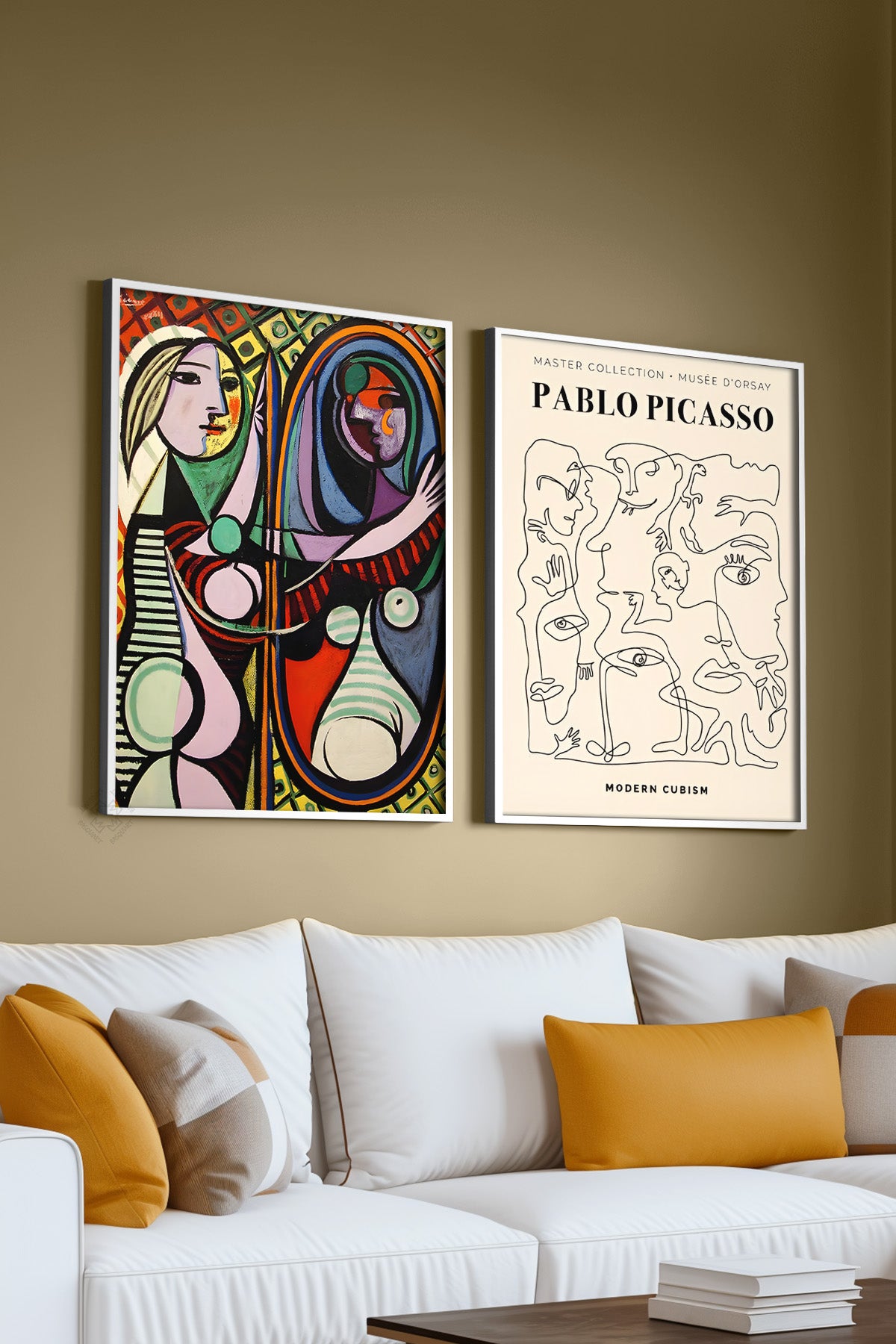 Picasso 2'li Beyaz Çerçeveli Poster, Sanatsal Tablo Seti No:10