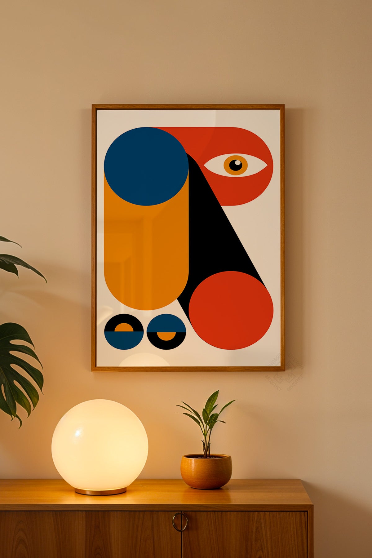 Bauhaus Serisi Ahşap Çerçeveli Poster, Tablo No:5