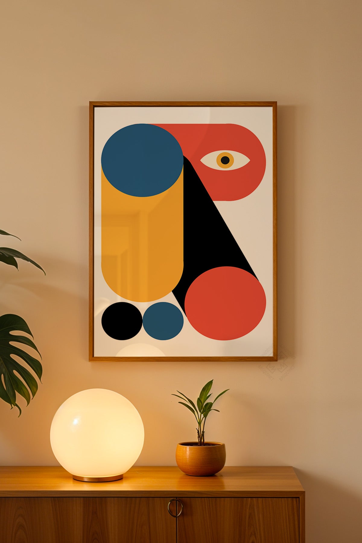 Bauhaus Serisi Ahşap Çerçeveli Poster, Tablo No:8