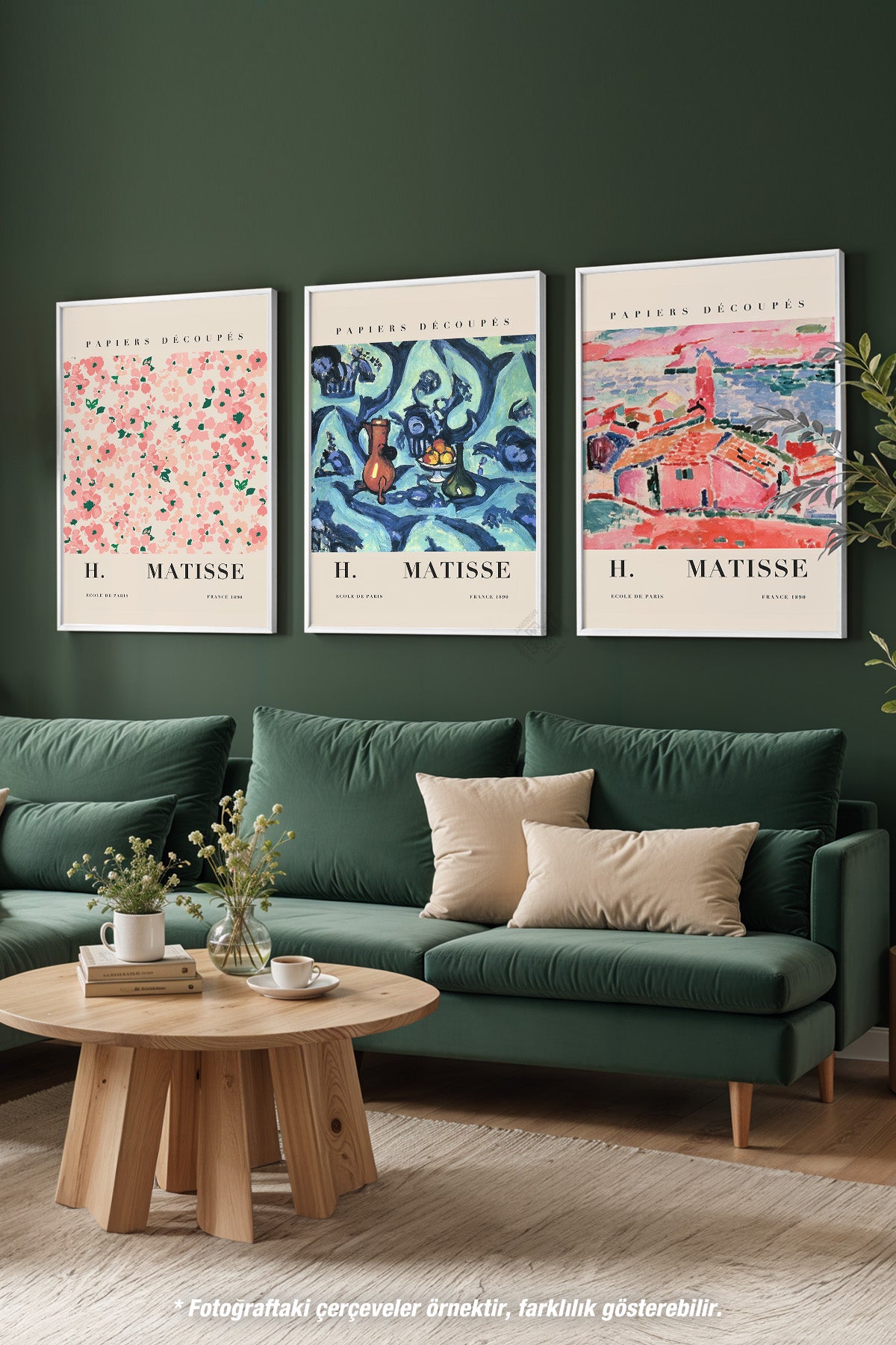 H Matisse 3'lü Beyaz Çerçeveli Poster, Tablo Seti No:17