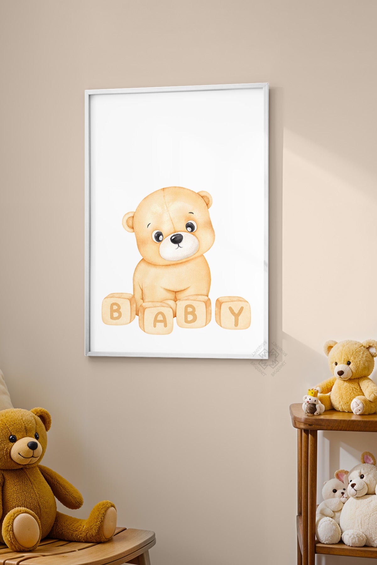 Çocuk Odası, Bebek Odası Beyaz Çerçeveli Poster, Tablo No:18