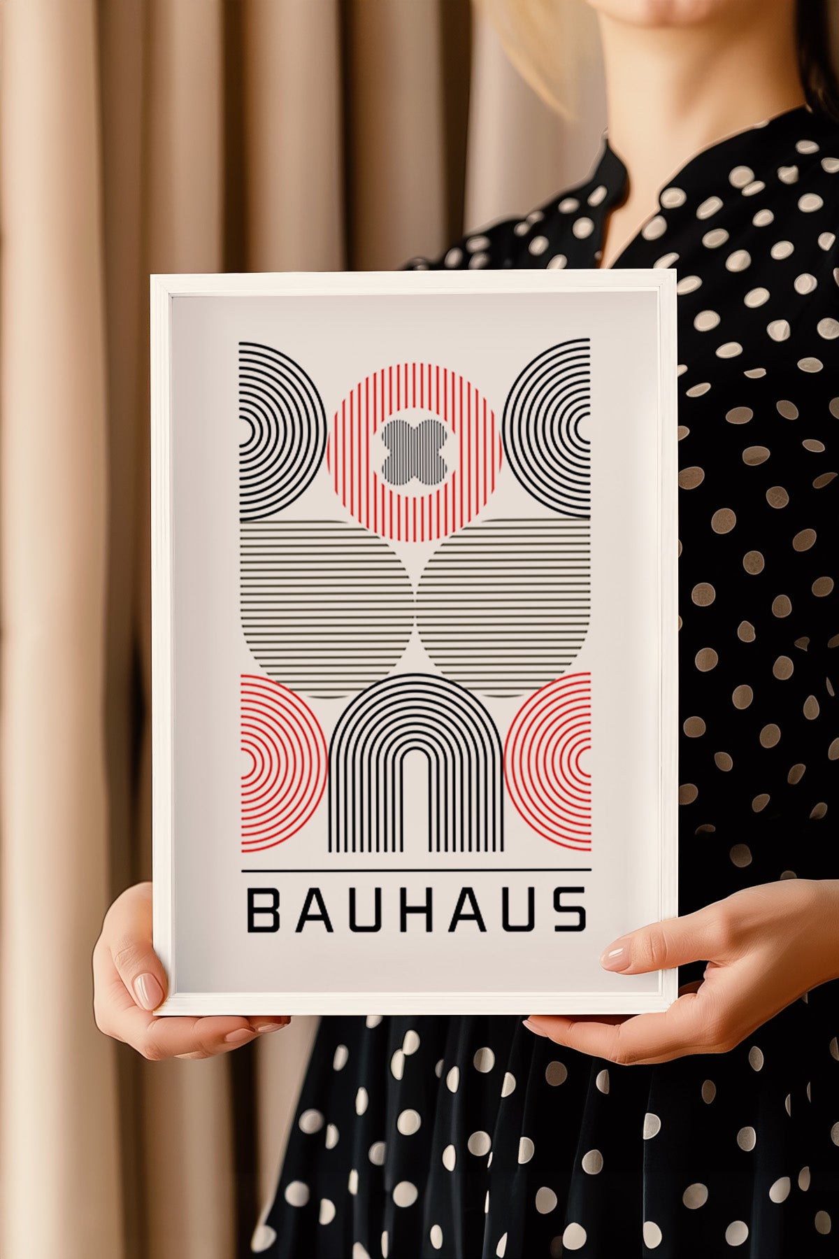 Bauhaus Serisi Beyaz Çerçeveli Poster, Tablo No:116
