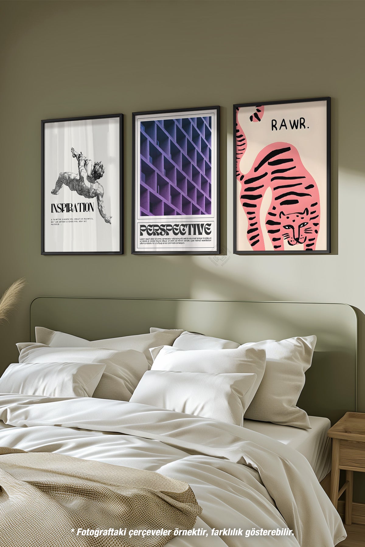 Modern 3'lü Siyah Çerçeveli Poster, Tablo Seti No:50