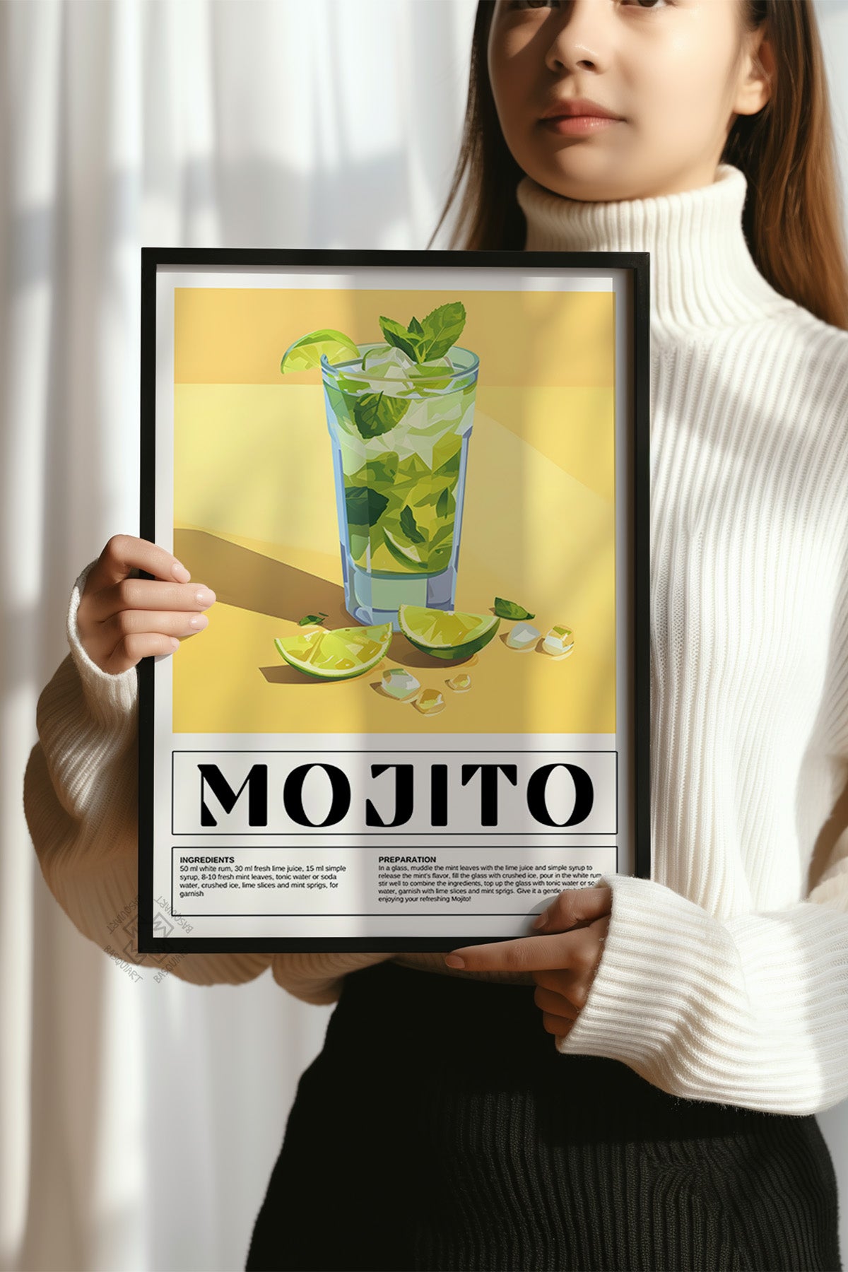 Kokteyl Serisi Siyah Çerçeveli Poster, Tablo, Cafe, Restoran, Mutfak Duvar Dekoru No:4