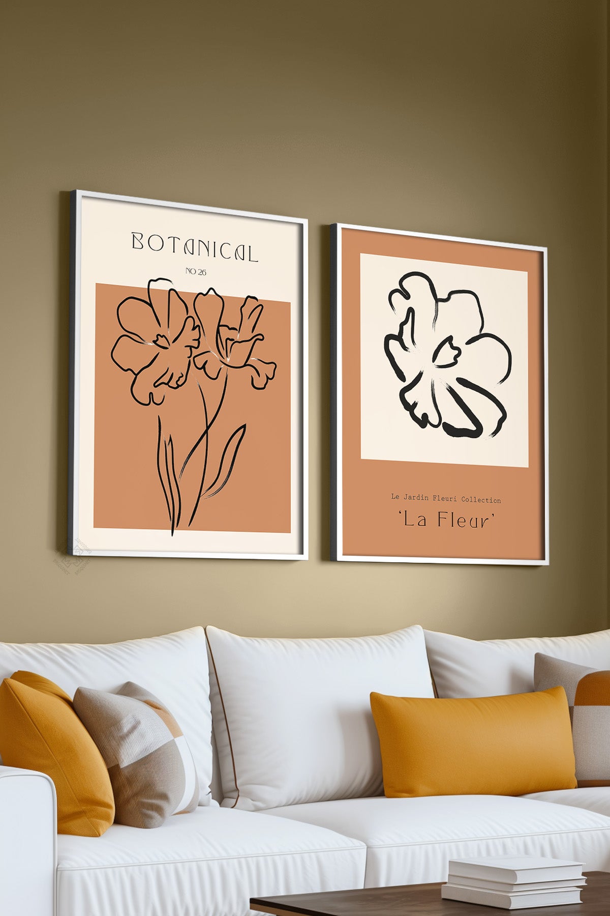 Boho 2'li Beyaz Çerçeveli Poster, Tablo Seti No:17