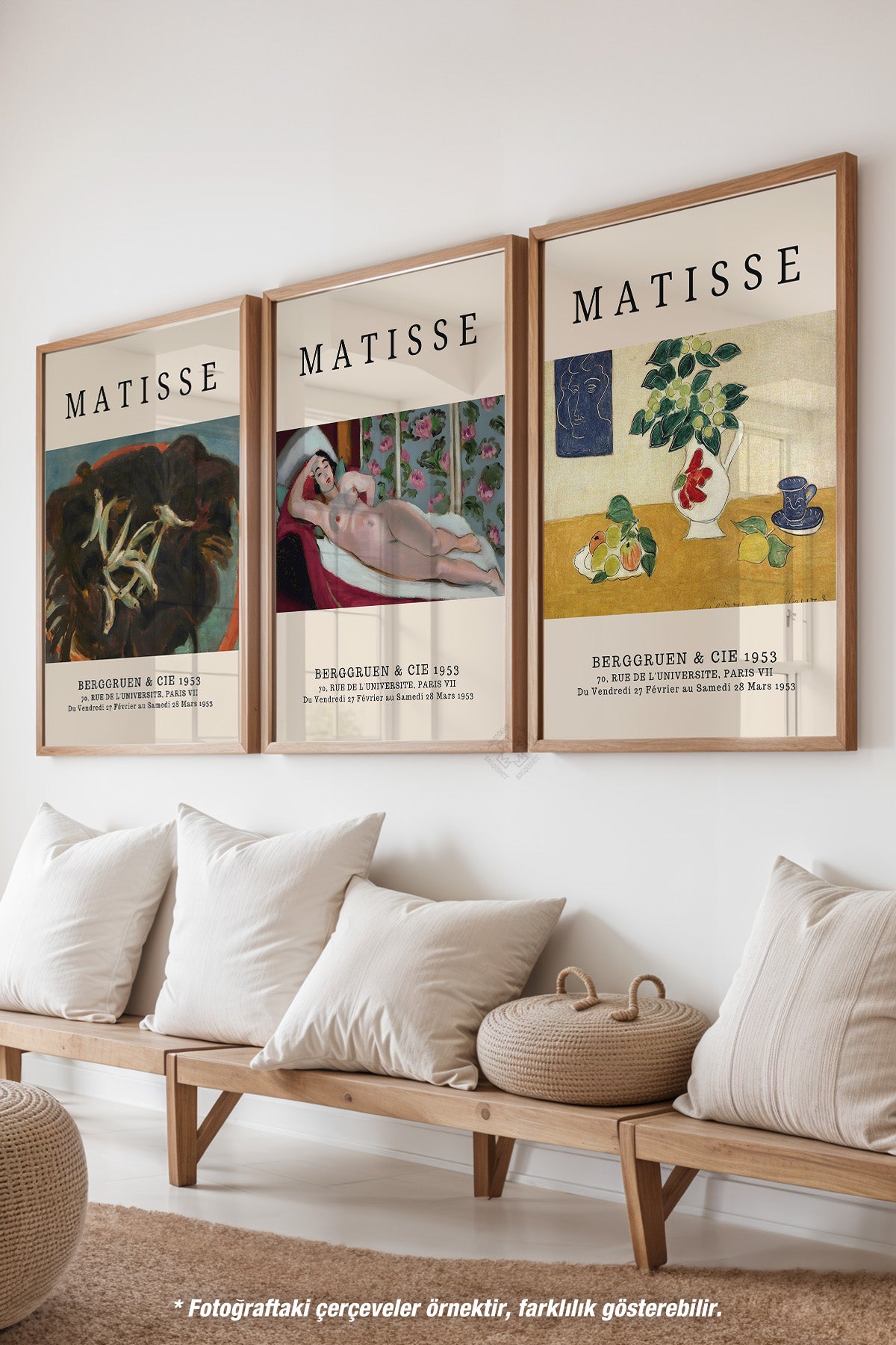 Matisse Sanatsal 3'lü Ahşap Çerçeveli Poster, Tablo Seti No:13