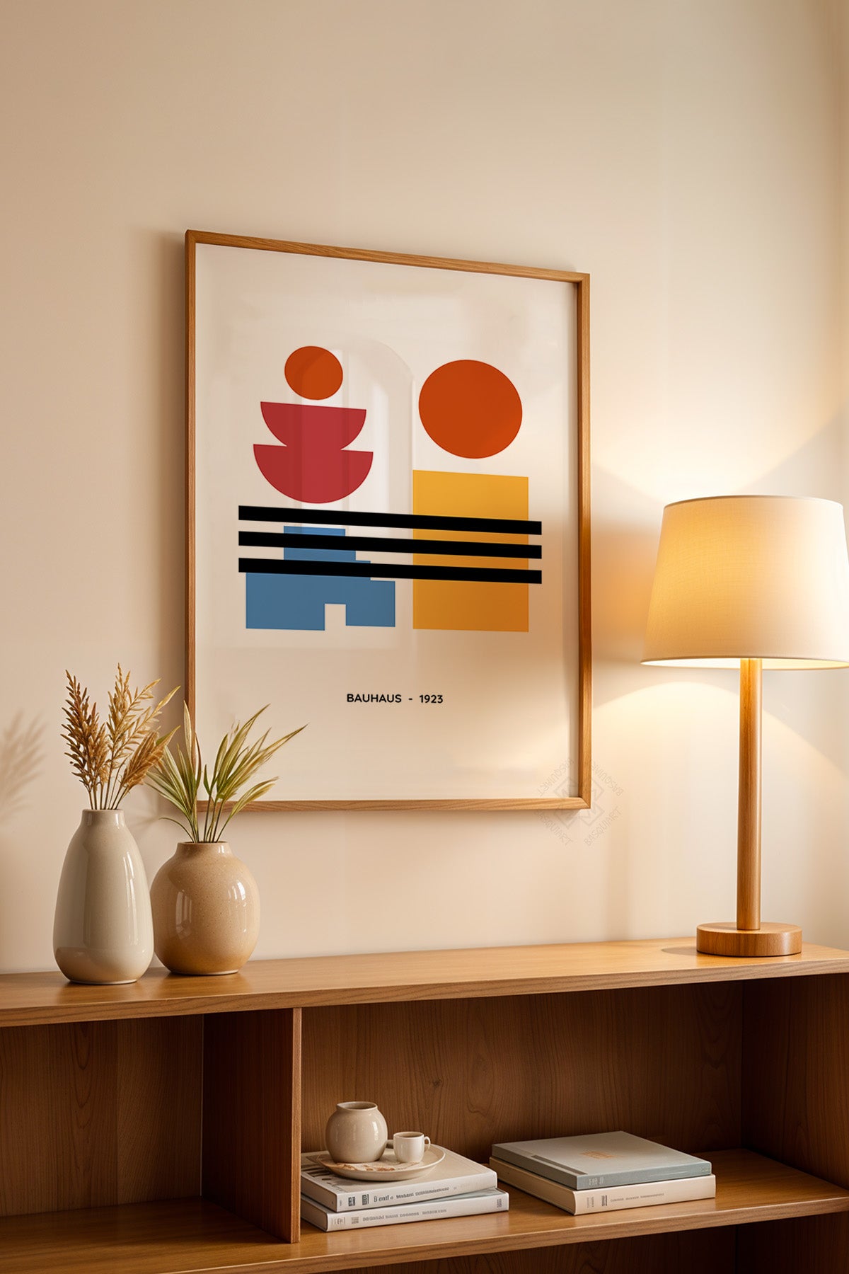 Bauhaus Serisi Ahşap Çerçeveli Poster, Tablo No:107