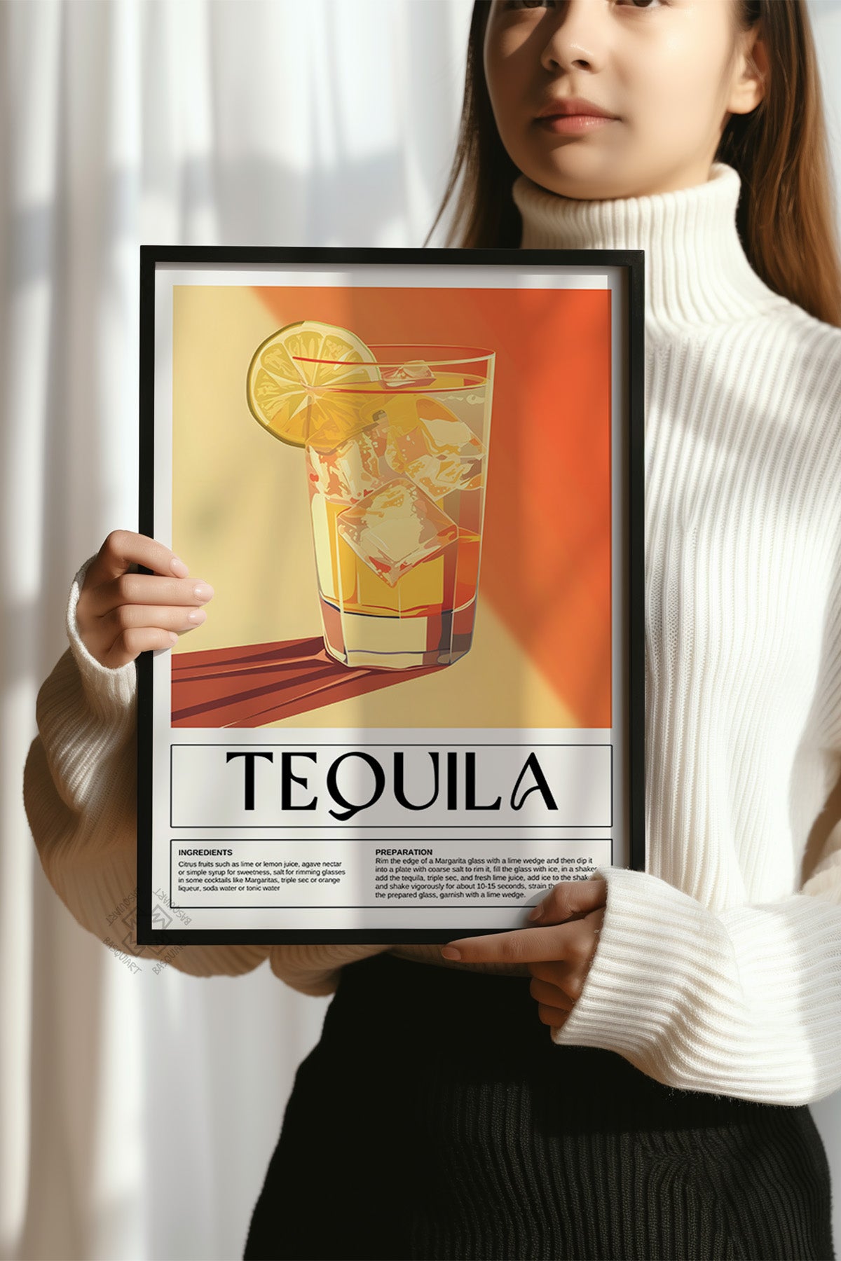 Kokteyl Serisi Siyah Çerçeveli Poster, Tablo, Cafe, Restoran, Mutfak Duvar Dekoru No:14