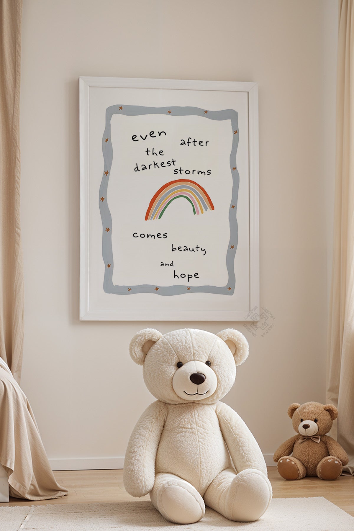 Çocuk Odası, Bebek Odası Beyaz Çerçeveli Poster, Tablo No:197