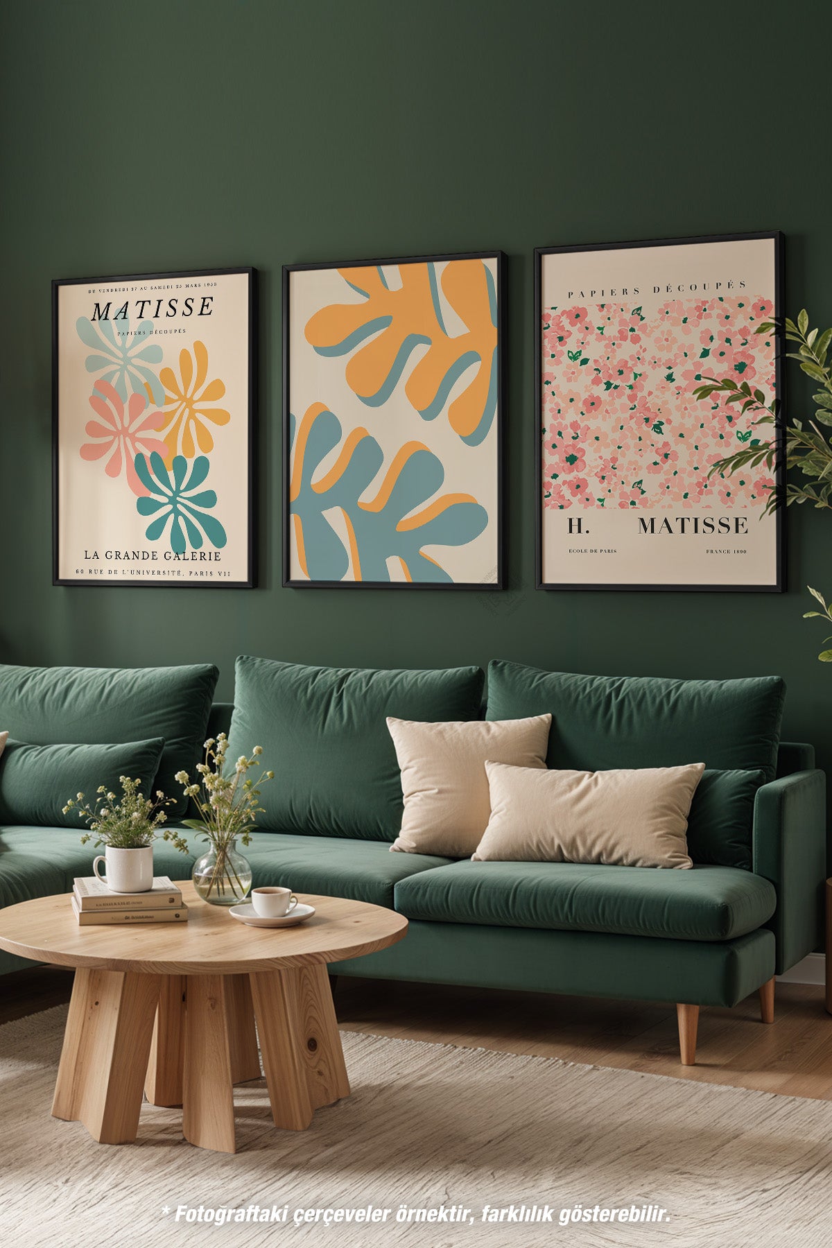 Matisse Dekoratif 3'lü Siyah Çerçeveli Poster, Tablo Seti No:40