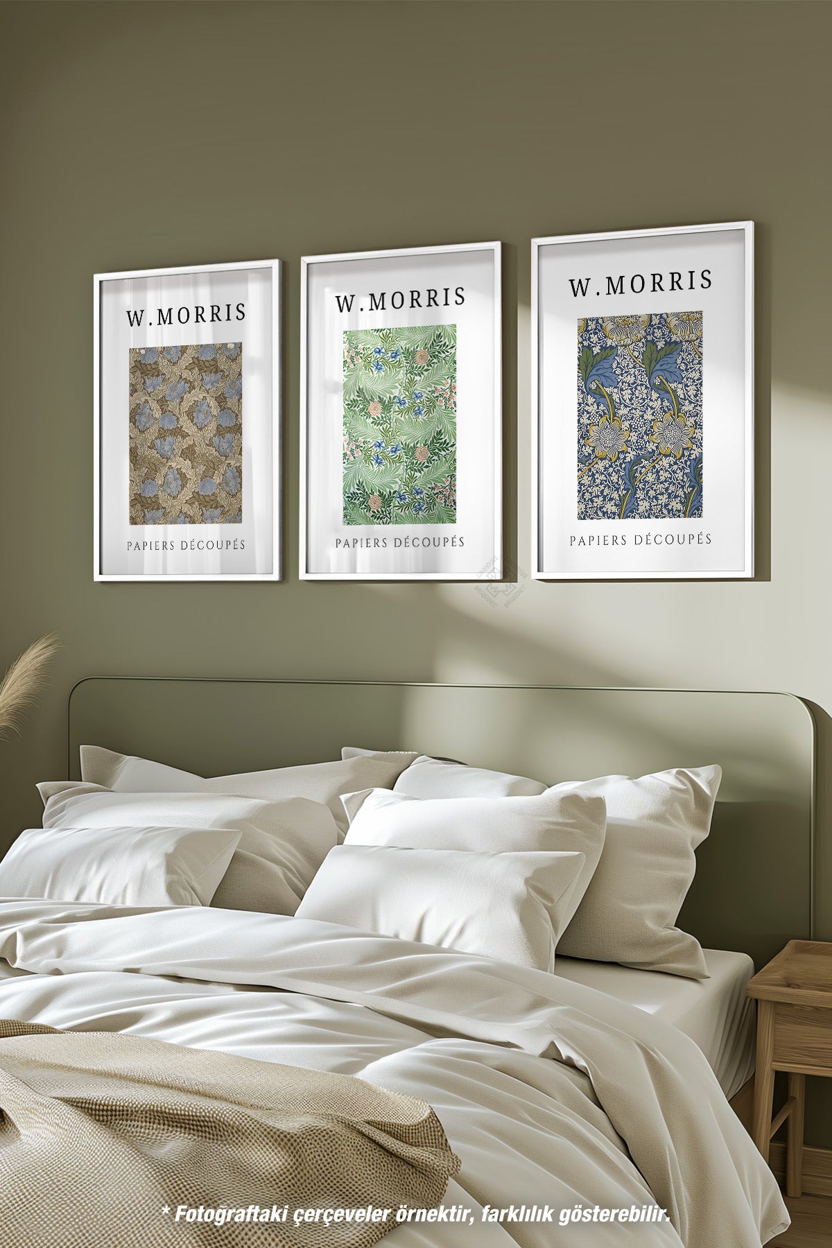 William Morris 3'lü Beyaz Çerçeveli Poster, Tablo Seti No:6