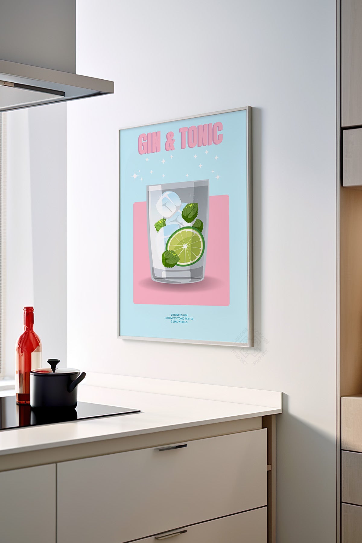 Kokteyl Serisi Beyaz Çerçeveli Poster, Tablo, Cafe, Restoran, Mutfak Duvar Dekoru No:57