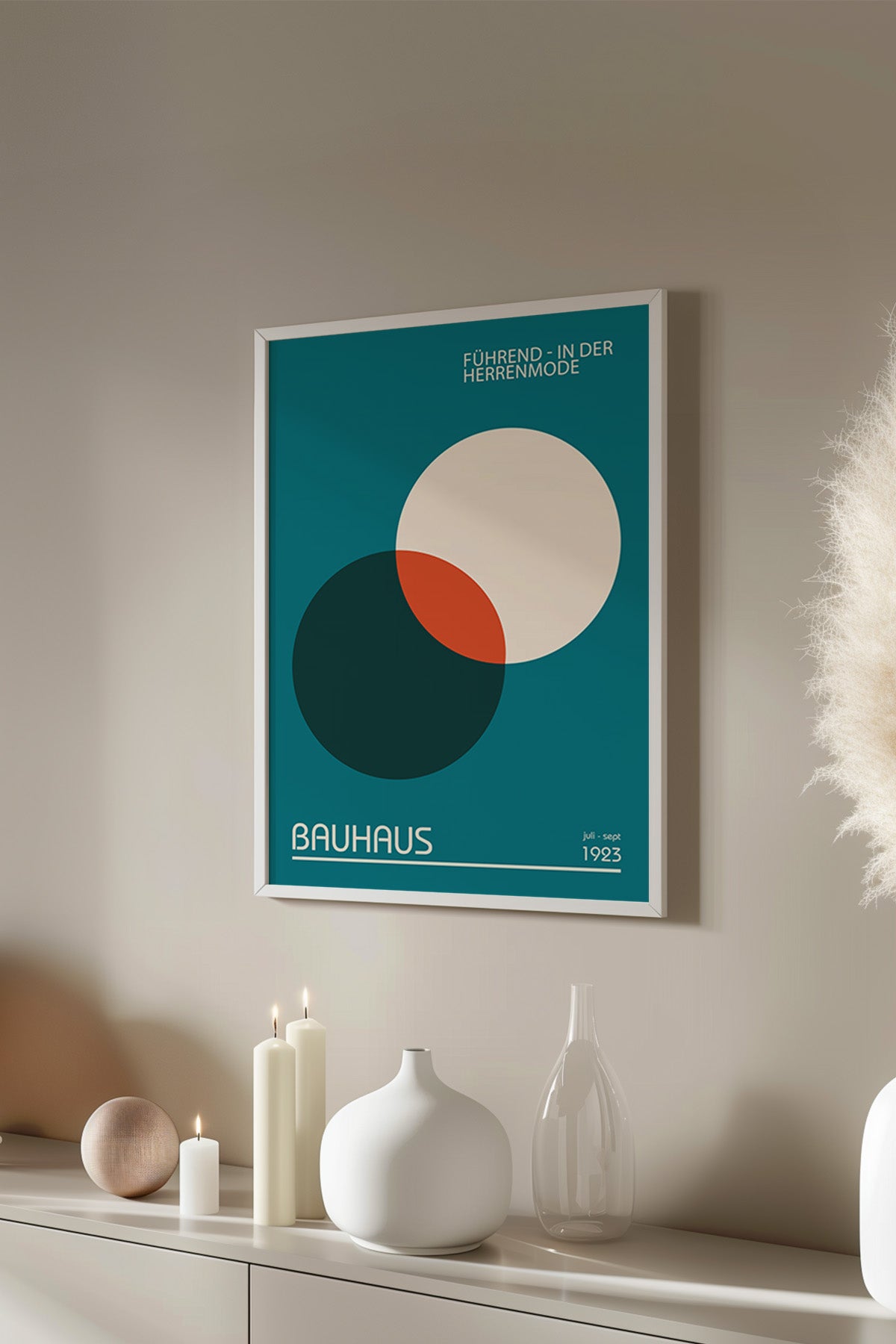 Bauhaus Serisi Beyaz Çerçeveli Poster, Tablo No:18