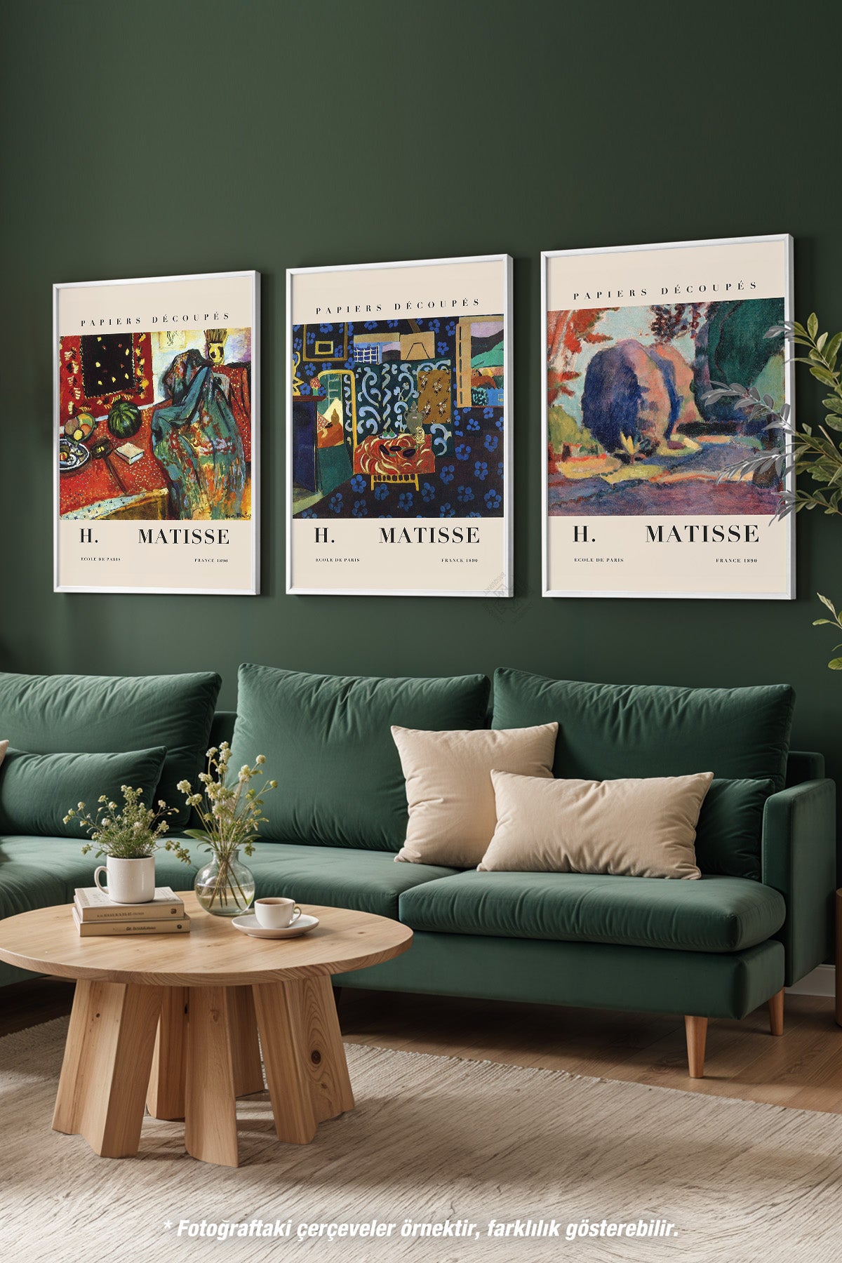 Henri Matisse 3'lü Beyaz Çerçeveli Poster, Tablo Seti No:18
