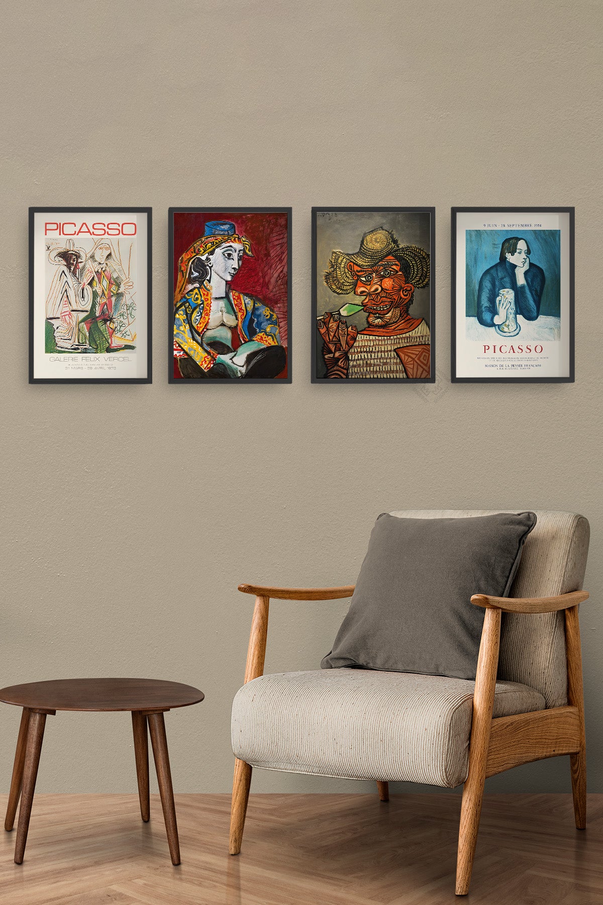 Picasso Sanatsal 4'lü Siyah Çerçeveli Poster, Tablo Seti No:37