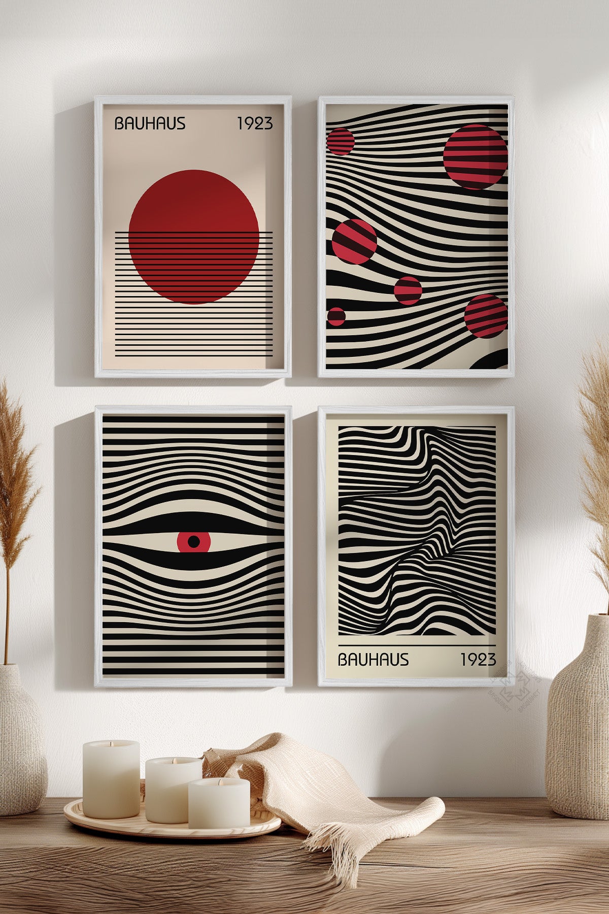 Bauhaus 4'lü Beyaz Çerçeveli Poster, Tablo Seti No:32