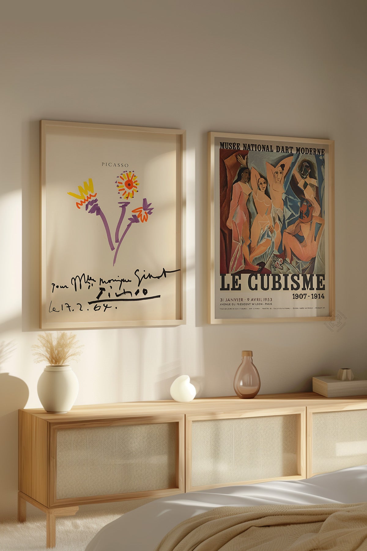 Picasso 2'li Ahşap Çerçeveli Poster, Sanatsal Tablo Seti No:12