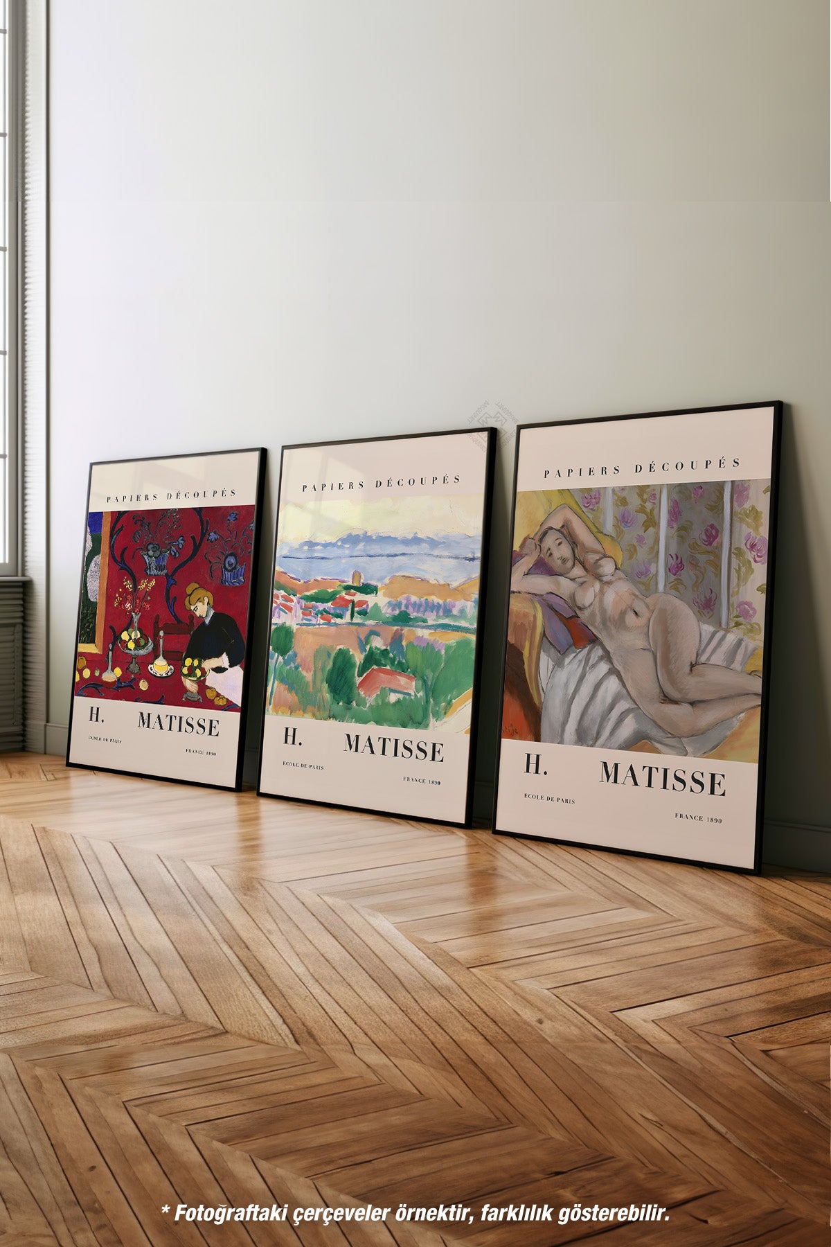 Matisse Dekoratif 3'lü Siyah Çerçeveli Poster, Tablo Seti No:19