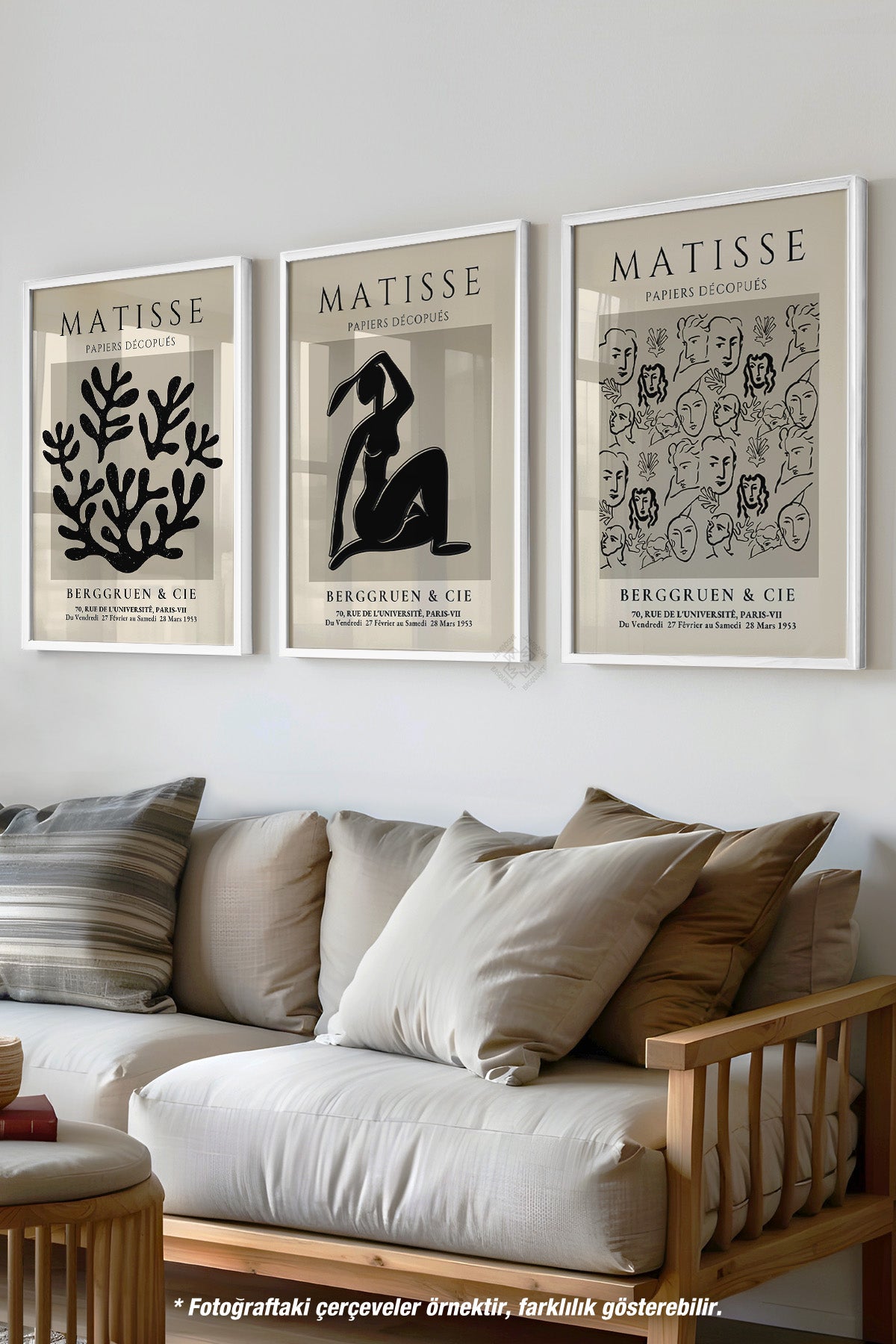 Matisse Bohem 3'lü Beyaz Çerçeveli Poster, Tablo Seti No:24