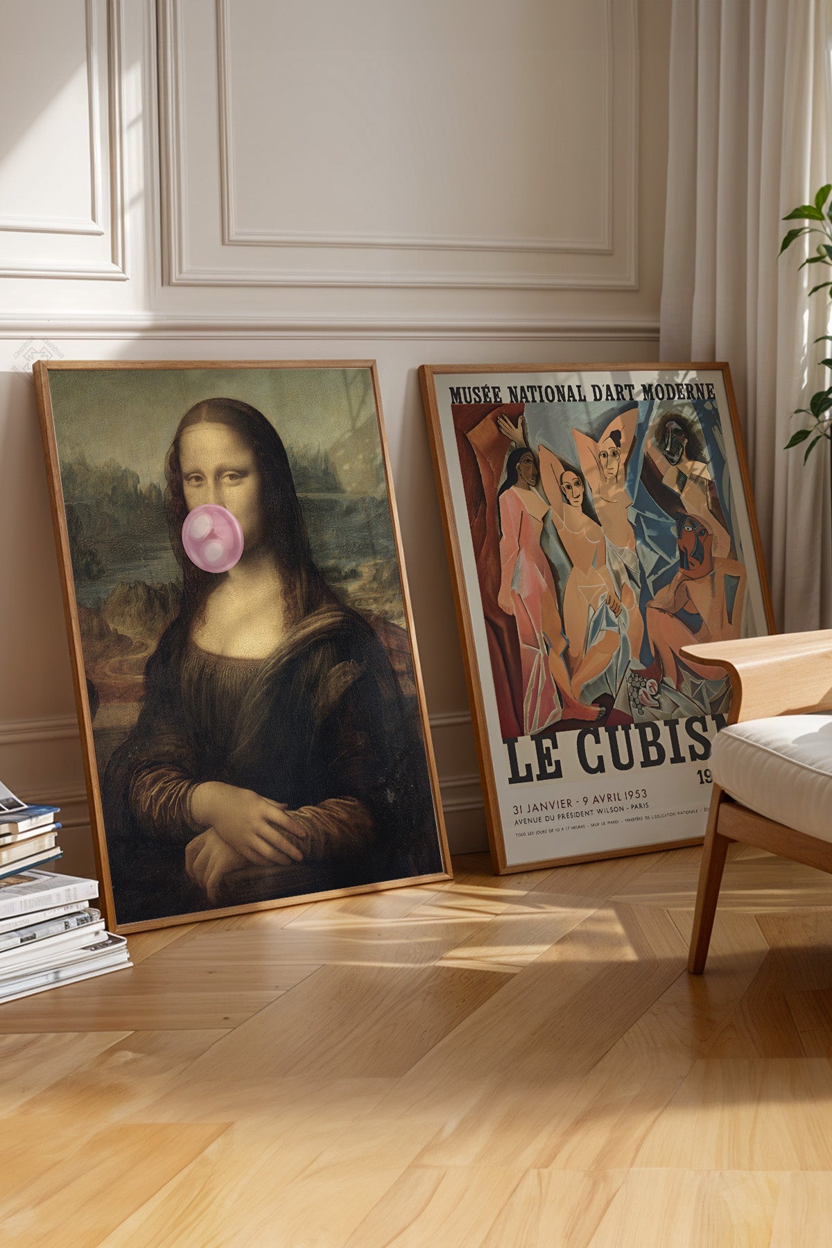 Mona Lisa ve Picasso 2'li Ahşap Çerçeveli Poster, Tablo Seti No:33