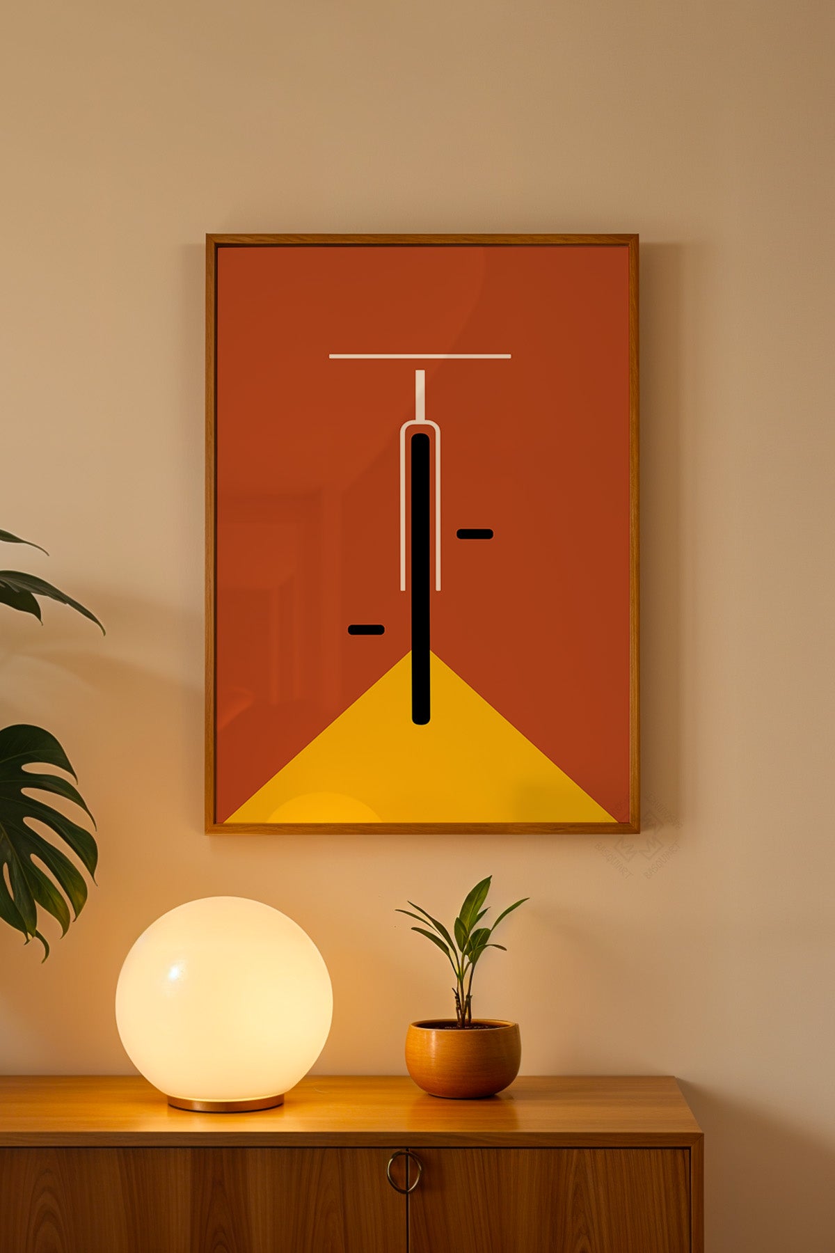 Bauhaus Serisi Ahşap Çerçeveli Poster, Tablo No:57