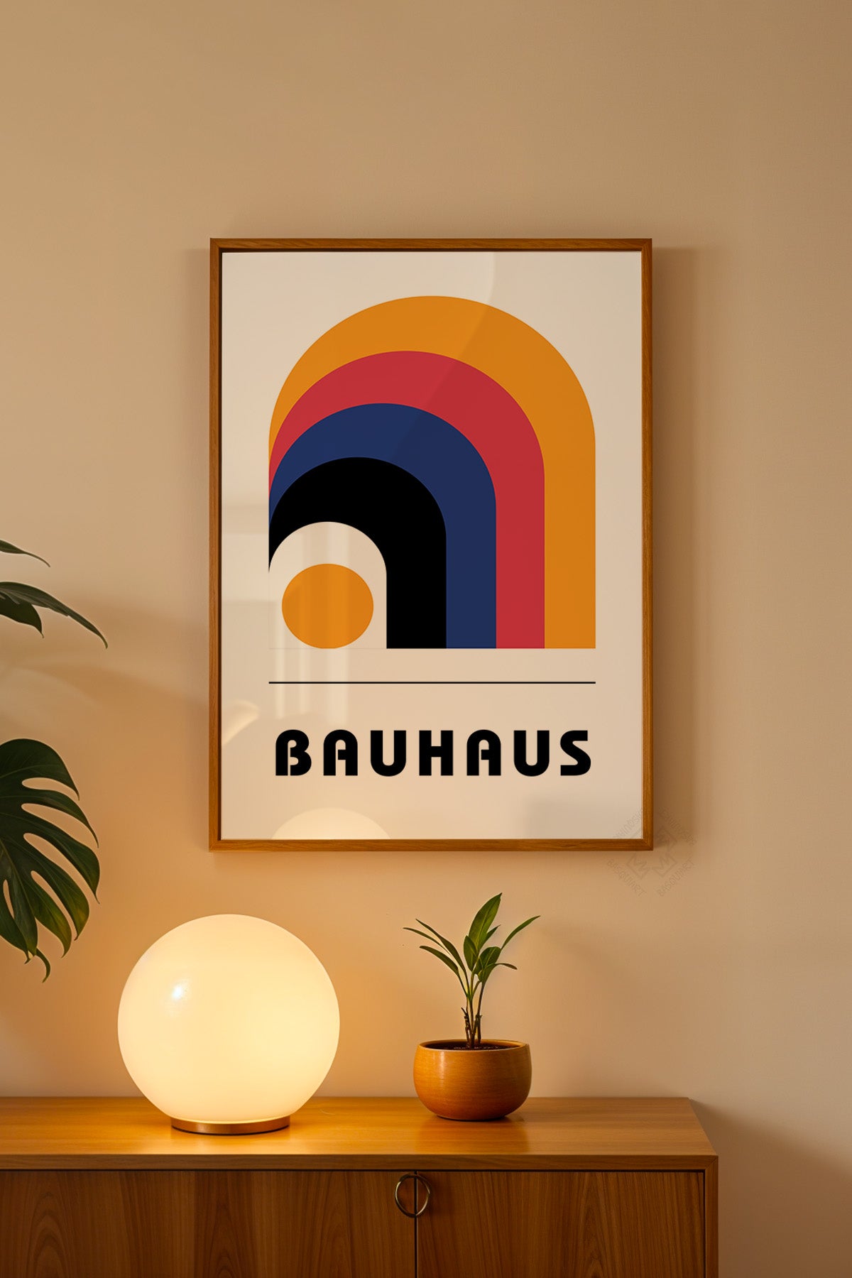 Bauhaus Serisi Ahşap Çerçeveli Poster, Tablo No:111