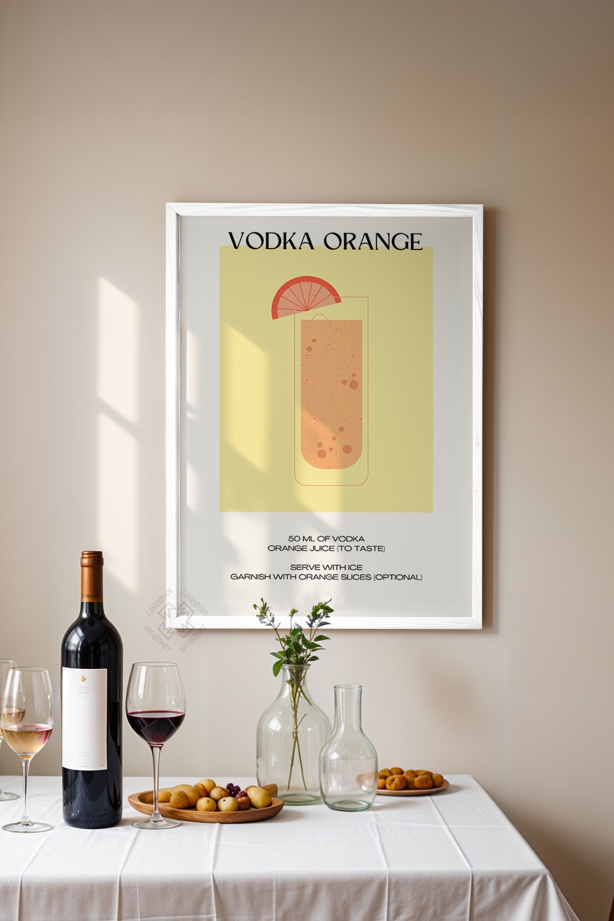 Kokteyl Serisi Beyaz Çerçeveli Poster, Tablo, Cafe, Restoran, Mutfak Duvar Dekoru No:18