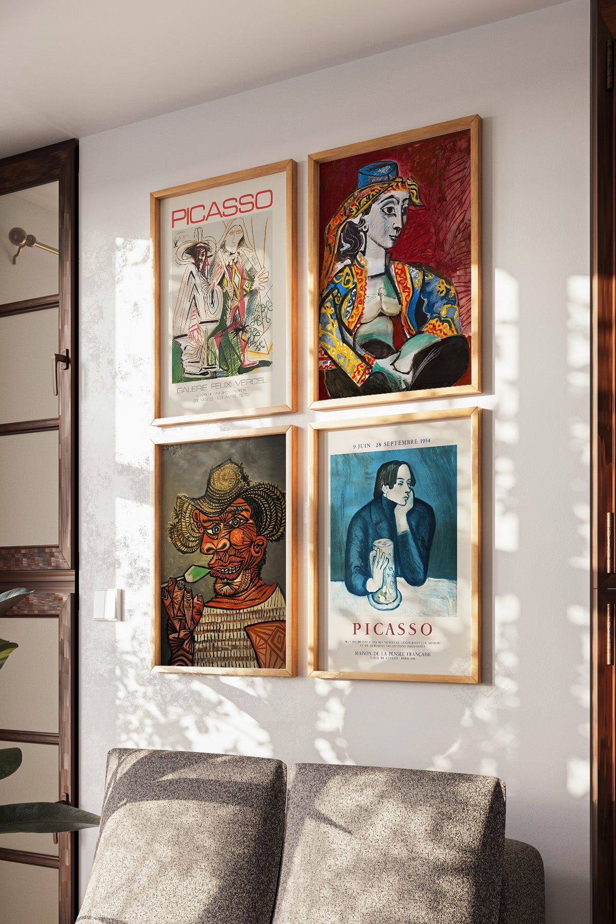 Picasso Sanatsal 4'lü Ahşap Çerçeveli Poster, Tablo Seti No:37