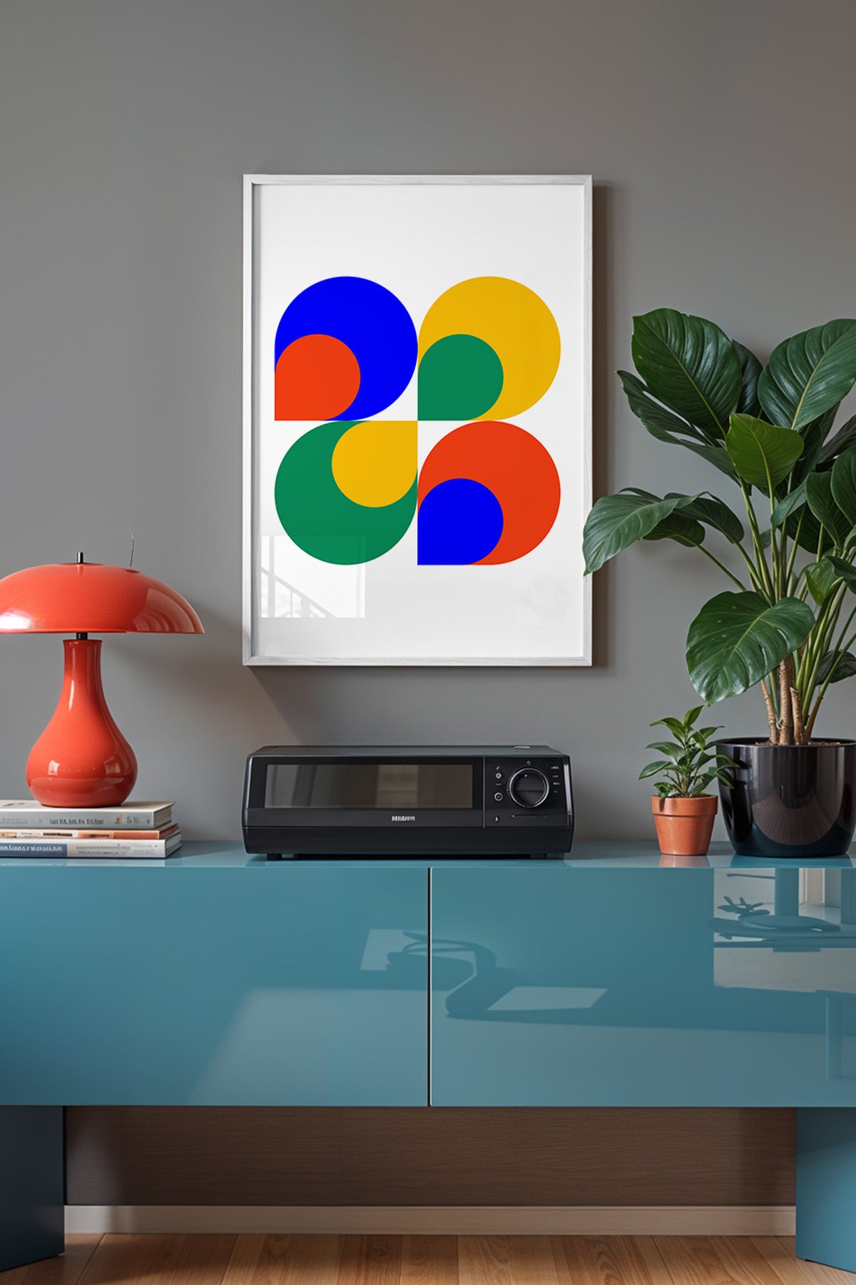 Bauhaus Serisi Beyaz Çerçeveli Poster, Tablo No:12