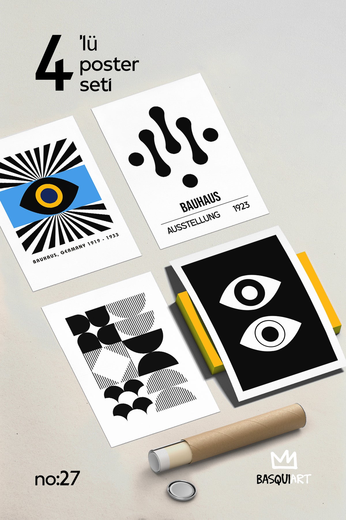 Bauhaus Modern 4'lü Poster Seti, Duvar Dekoru No:27