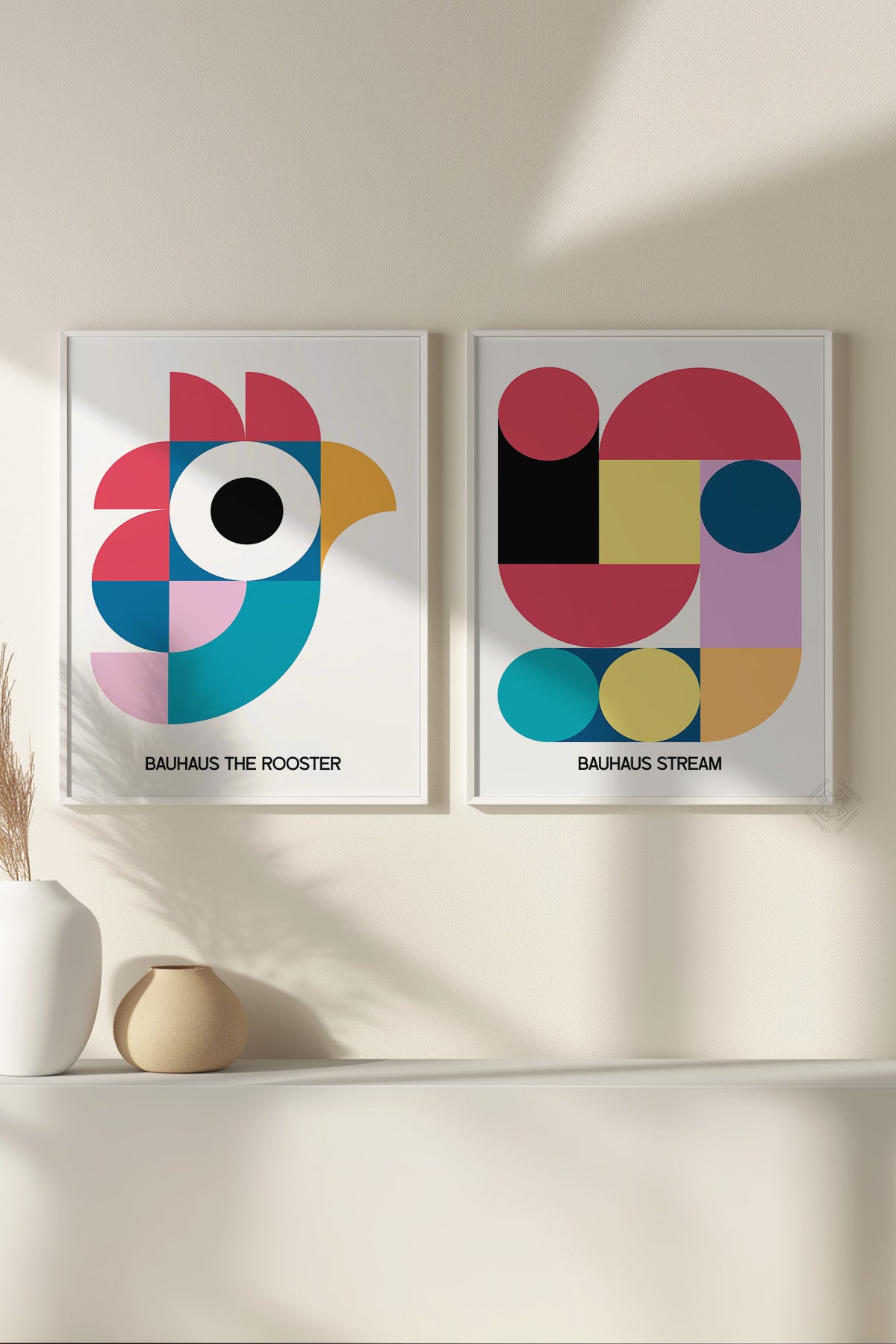 Bauhaus 2'li Beyaz Çerçeveli Poster, Tablo Seti No:30