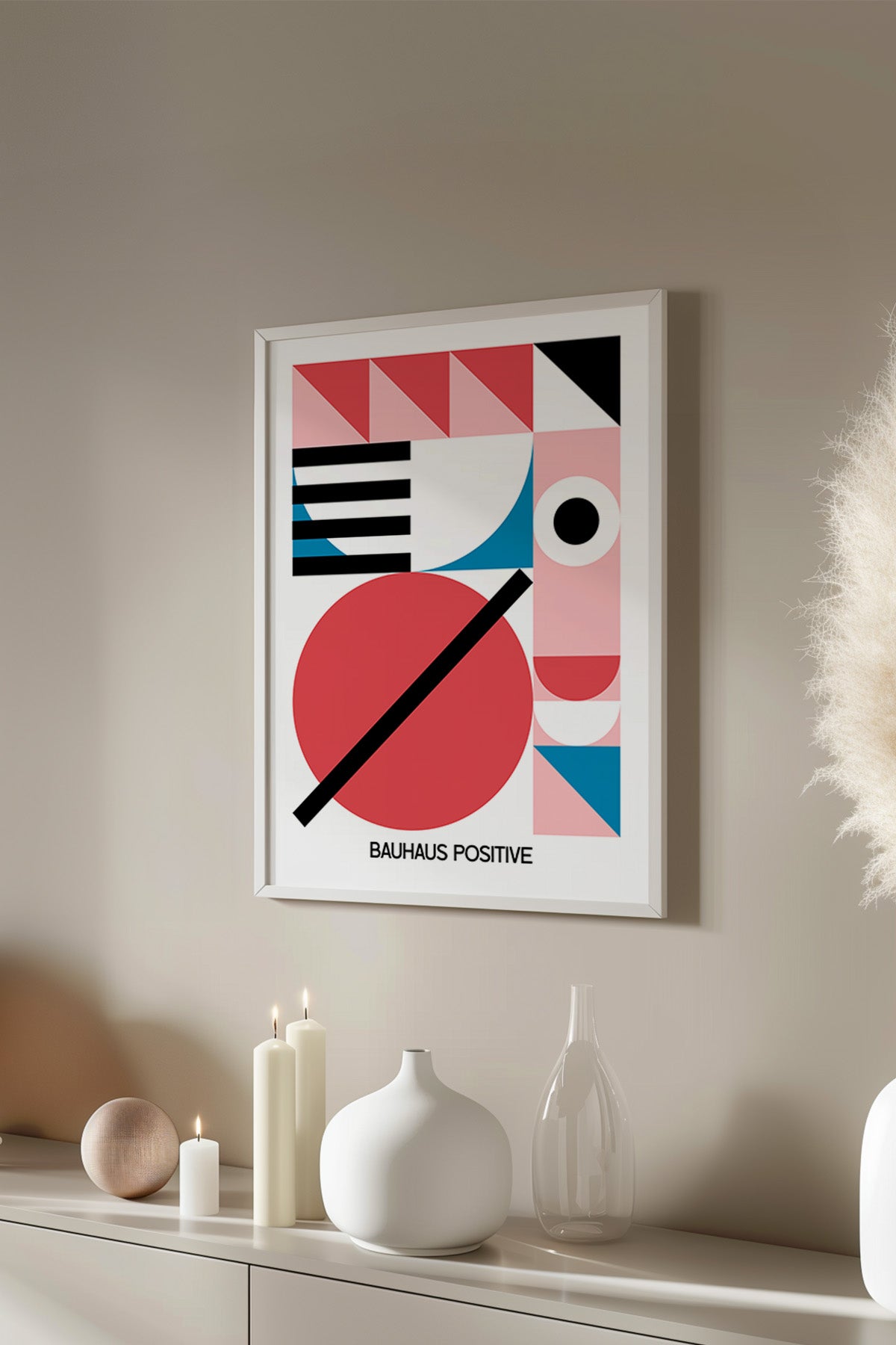 Bauhaus Serisi Beyaz Çerçeveli Poster, Tablo No:120