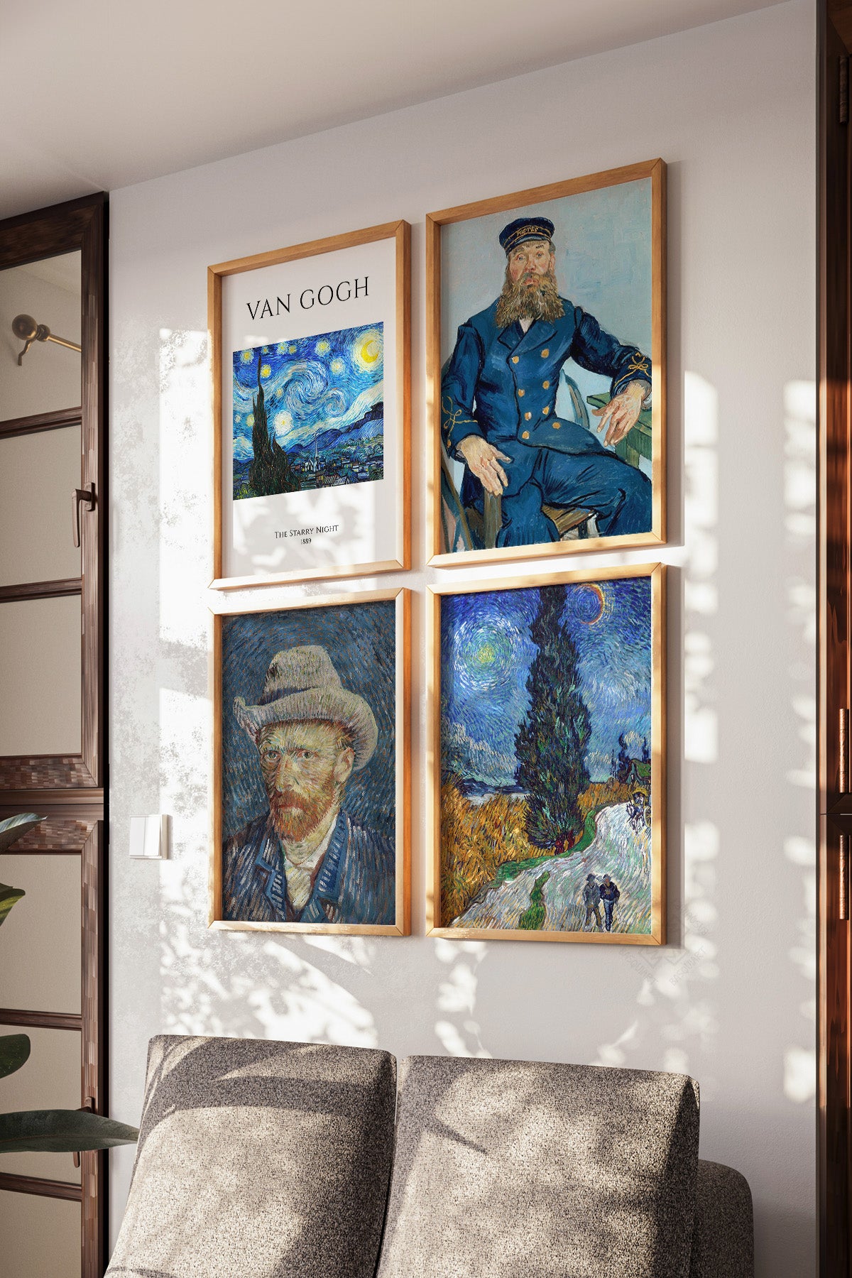 Van Gogh Sanatsal 4'lü Ahşap Çerçeveli Poster, Tablo Seti No:51