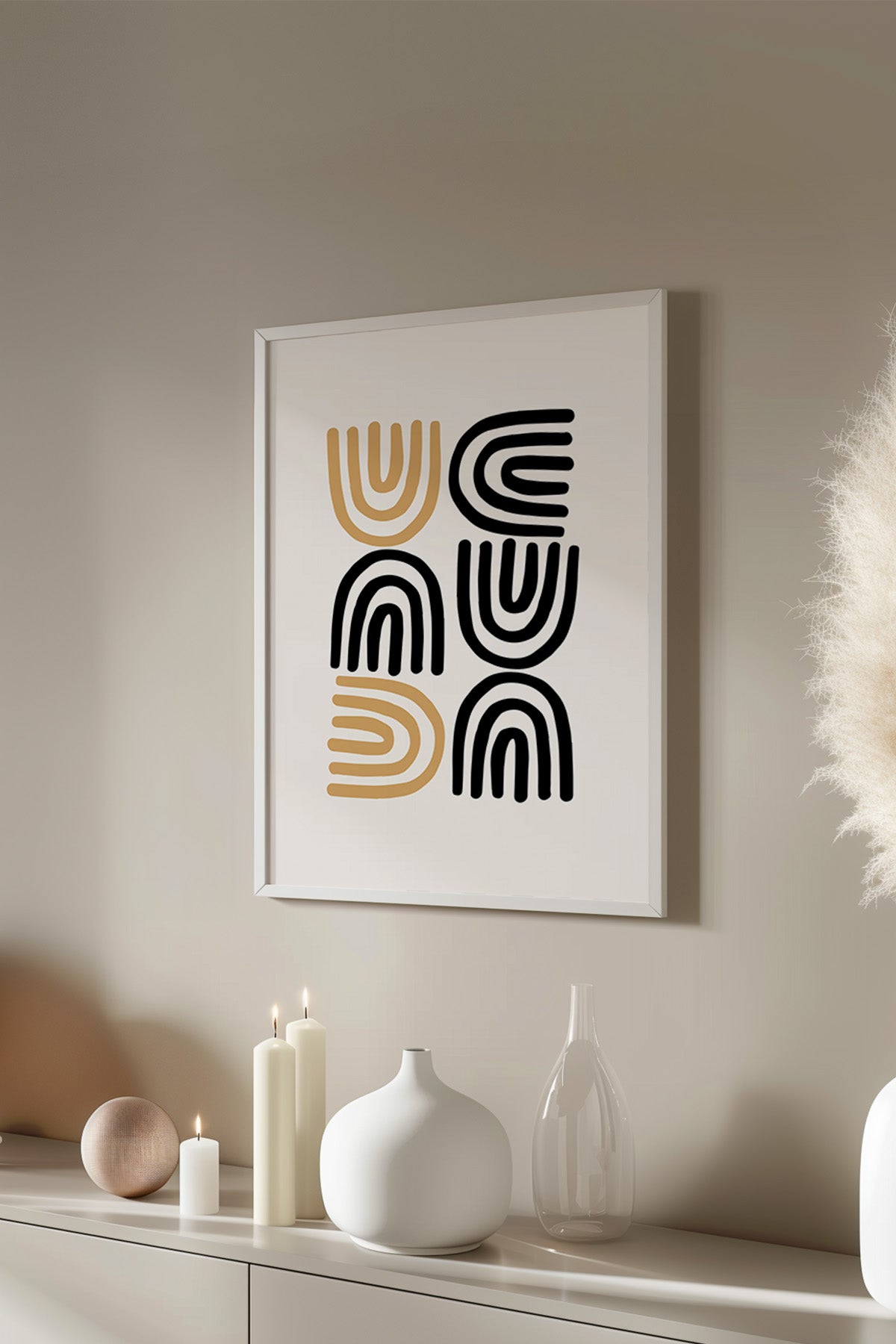 Bauhaus Serisi Beyaz Çerçeveli Poster, Tablo No:106