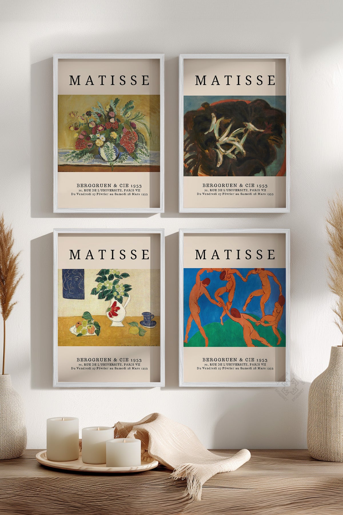 Matisse 4'lü Beyaz Çerçeveli Poster, Tablo Seti No:56