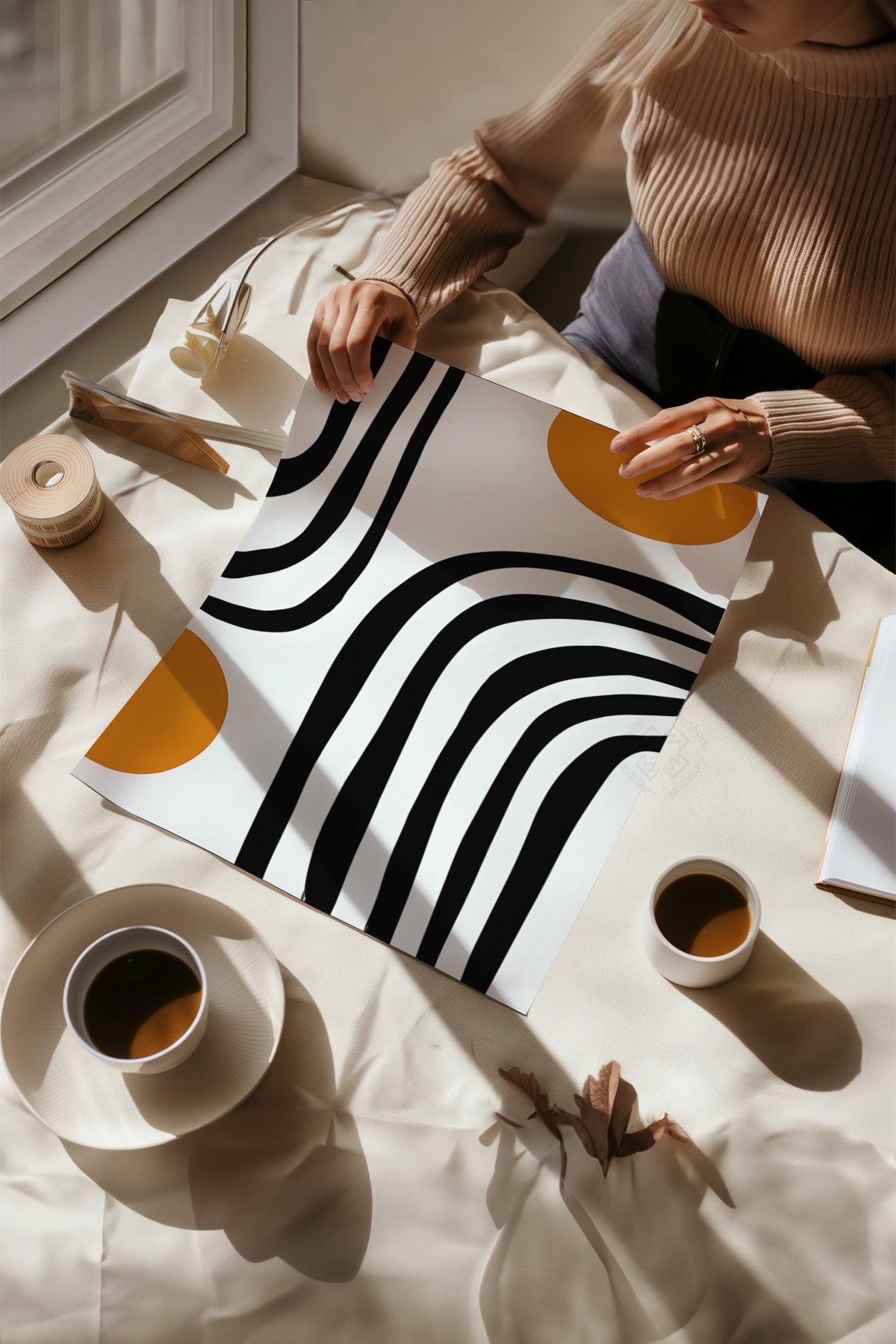 Bauhaus Serisi Beyaz Çerçeveli Poster, Tablo No:105