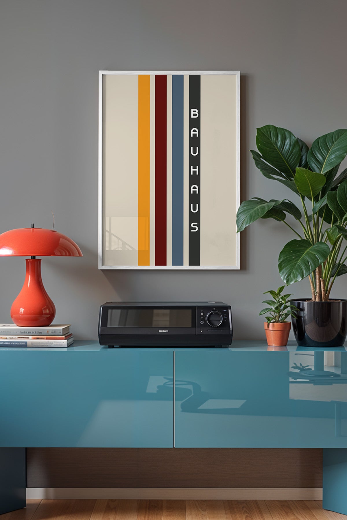 Bauhaus Serisi Beyaz Çerçeveli Poster, Tablo No:95