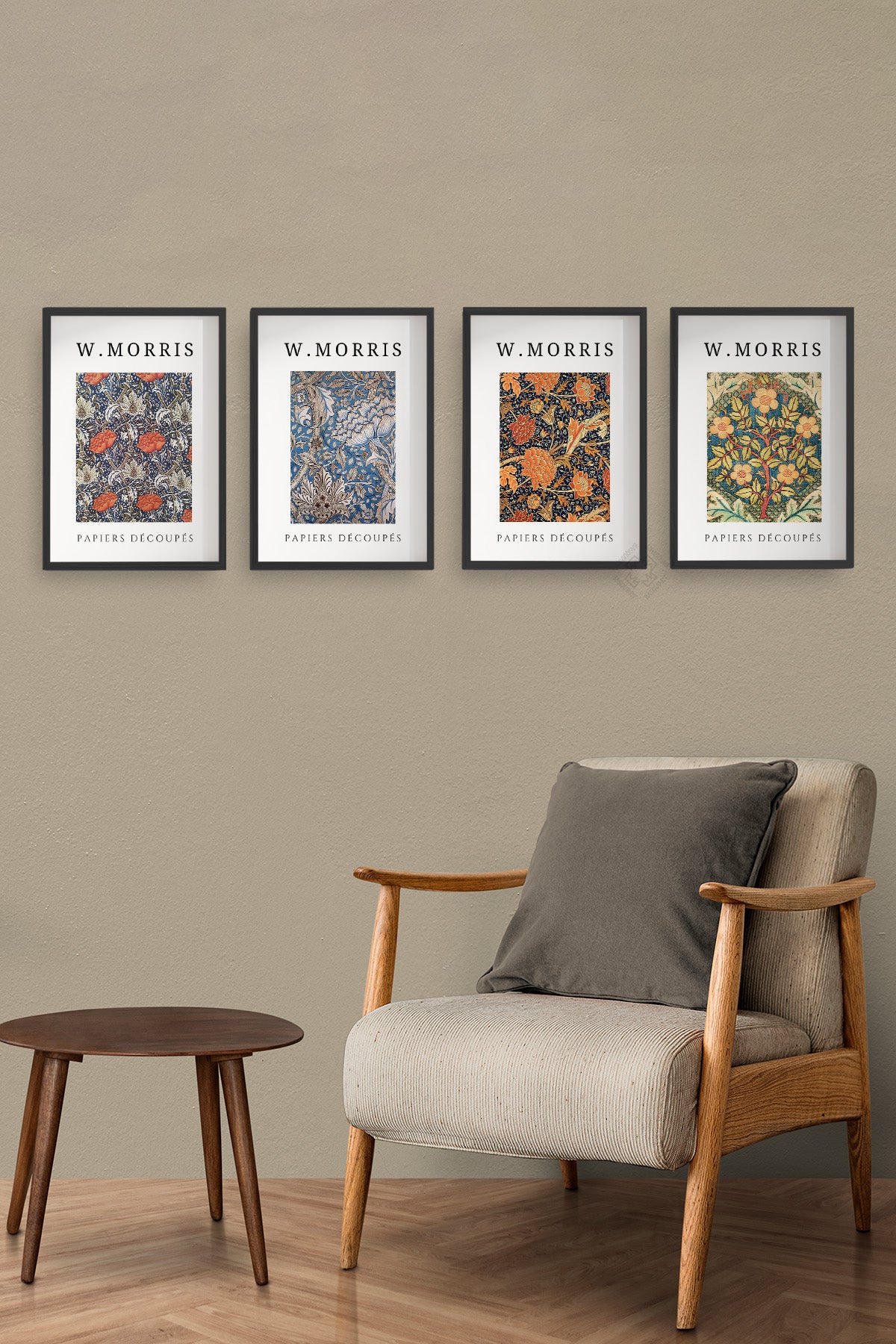 W Morris 4'lü Siyah Çerçeveli Poster, Tablo Seti No:40