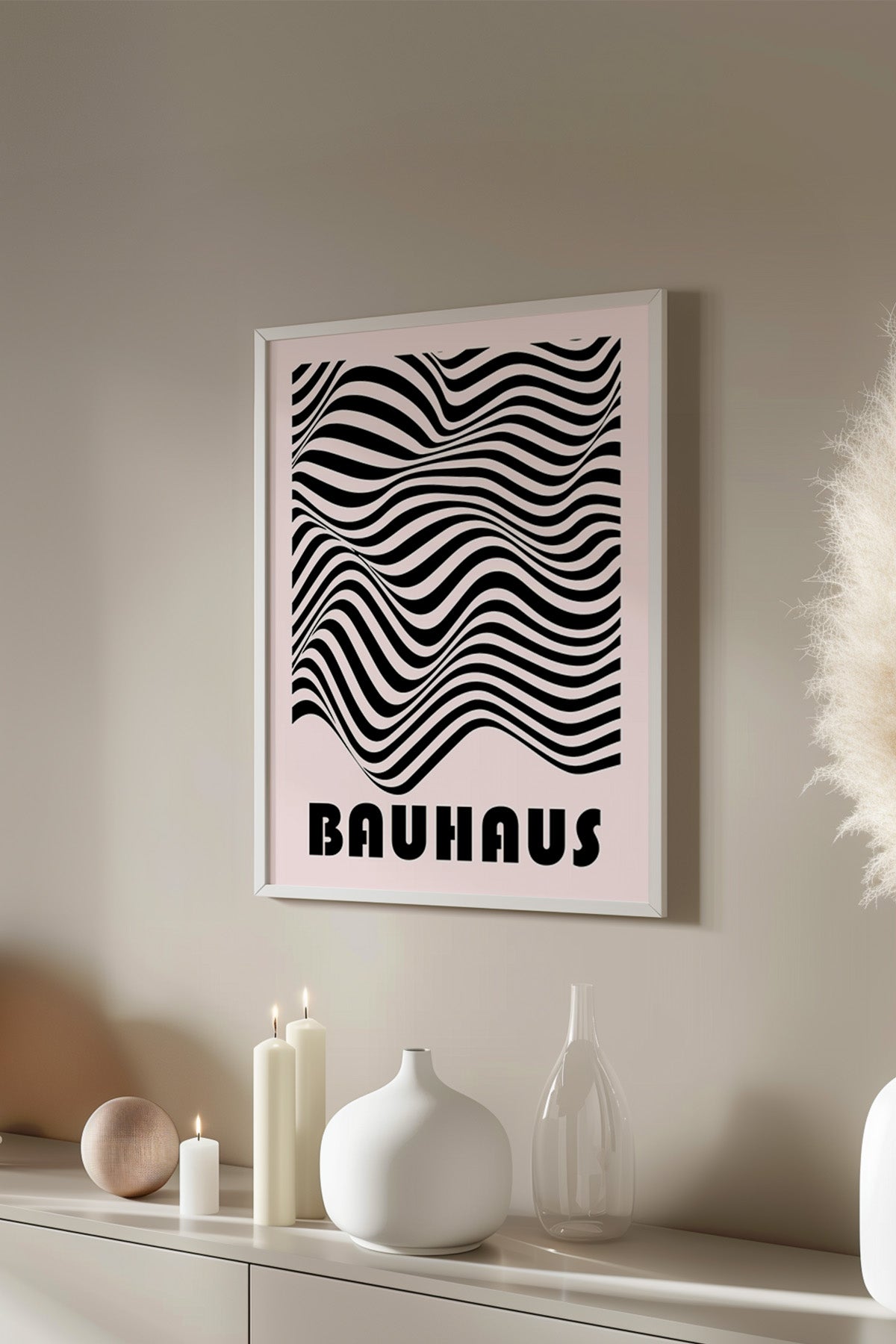 Bauhaus Serisi Beyaz Çerçeveli Poster, Tablo No:70