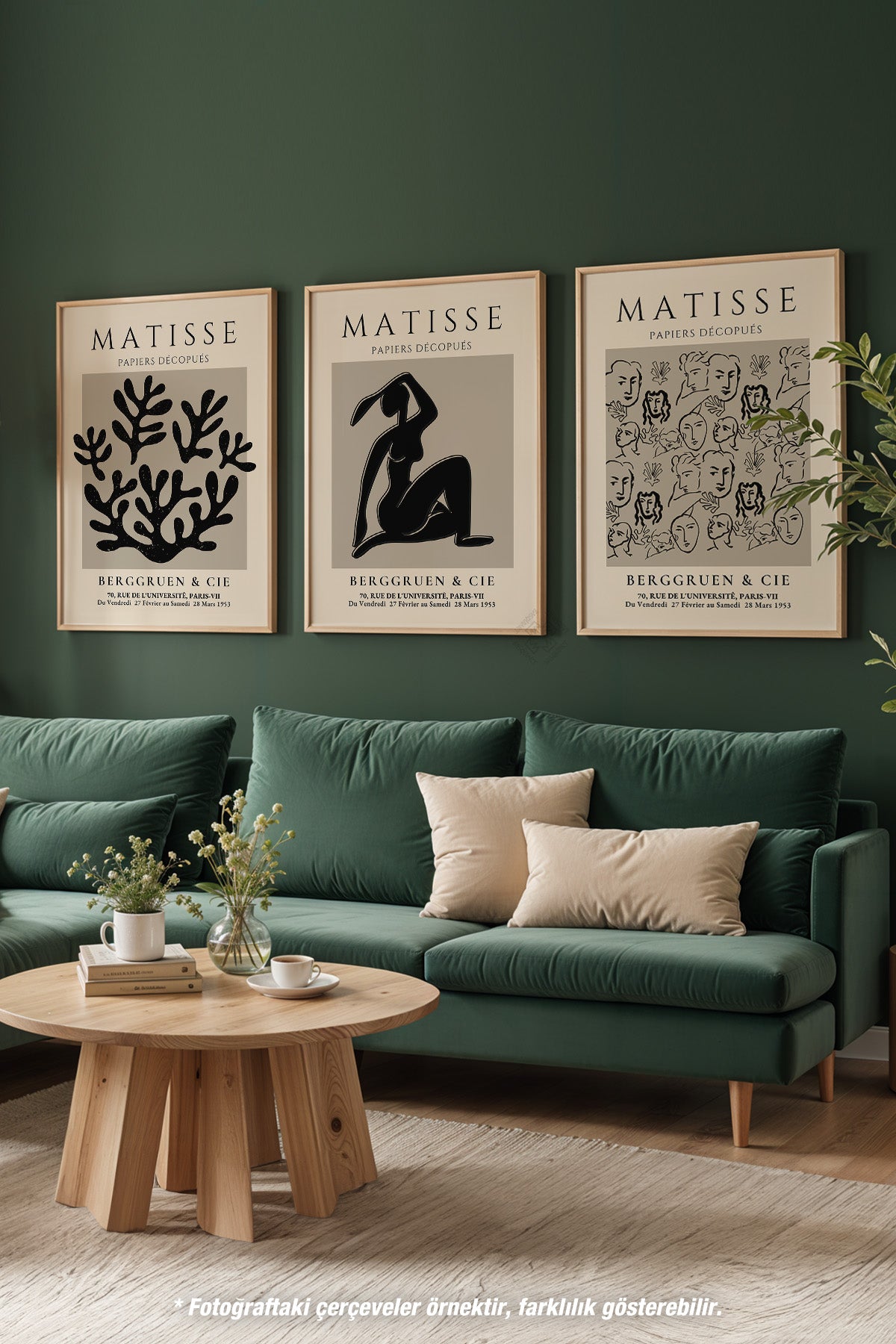 Matisse Bohem 3'lü Ahşap Çerçeveli Poster, Tablo Seti No:24