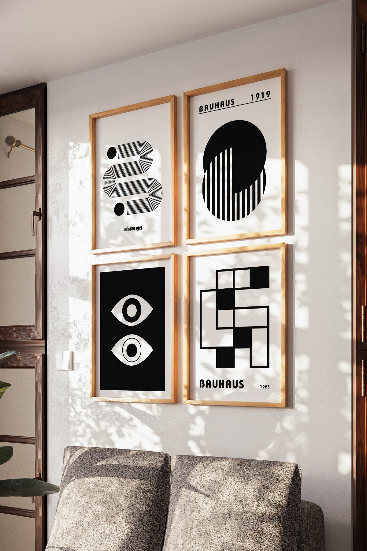 Bauhaus Minimal 4'lü Ahşap Çerçeveli Poster, Tablo Seti No:30