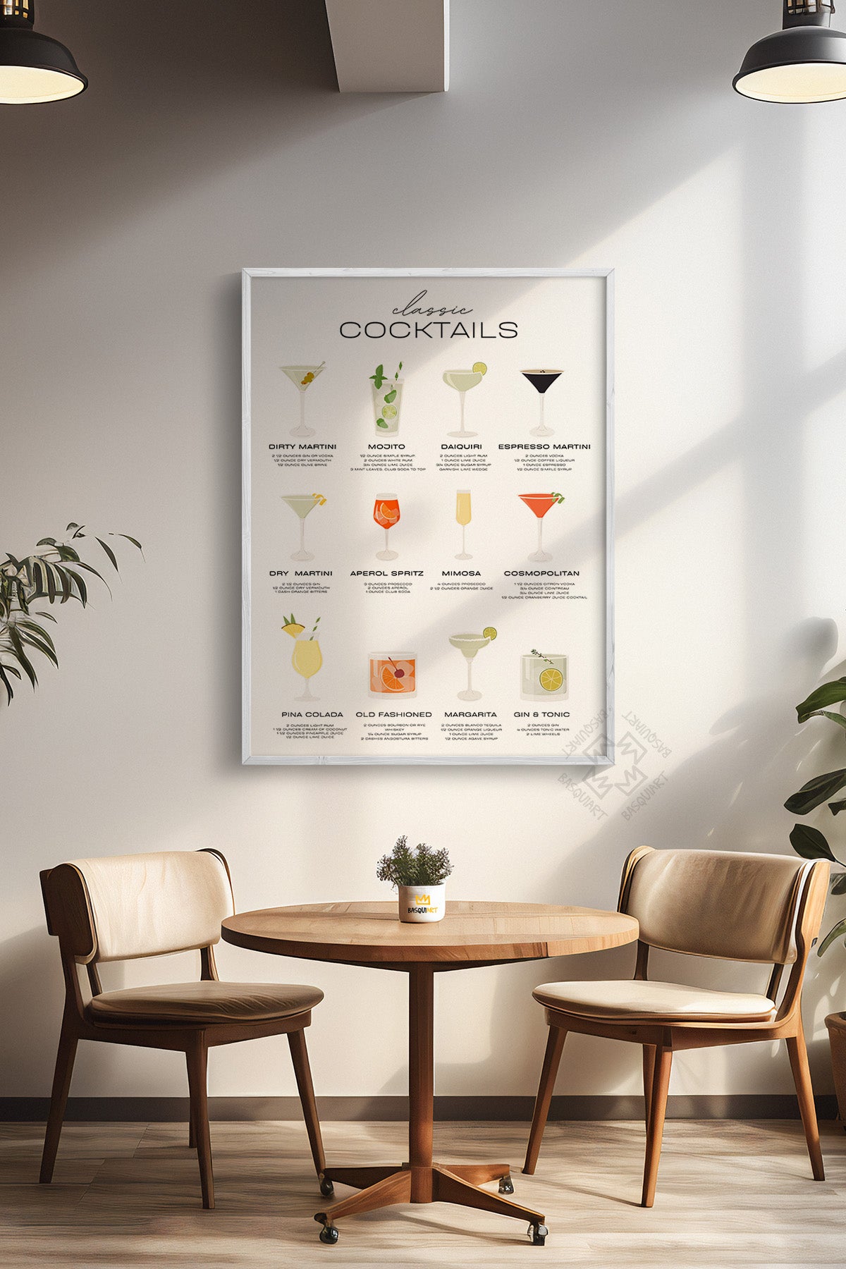 Kokteyl Serisi Beyaz Çerçeveli Poster, Tablo, Cafe, Restoran, Mutfak Duvar Dekoru No:27