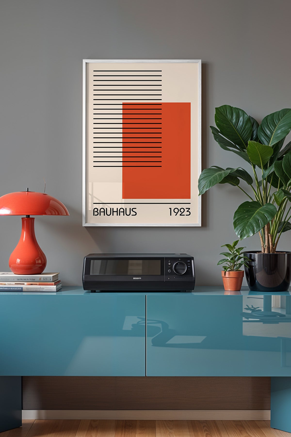 Bauhaus Serisi Beyaz Çerçeveli Poster, Tablo No:30