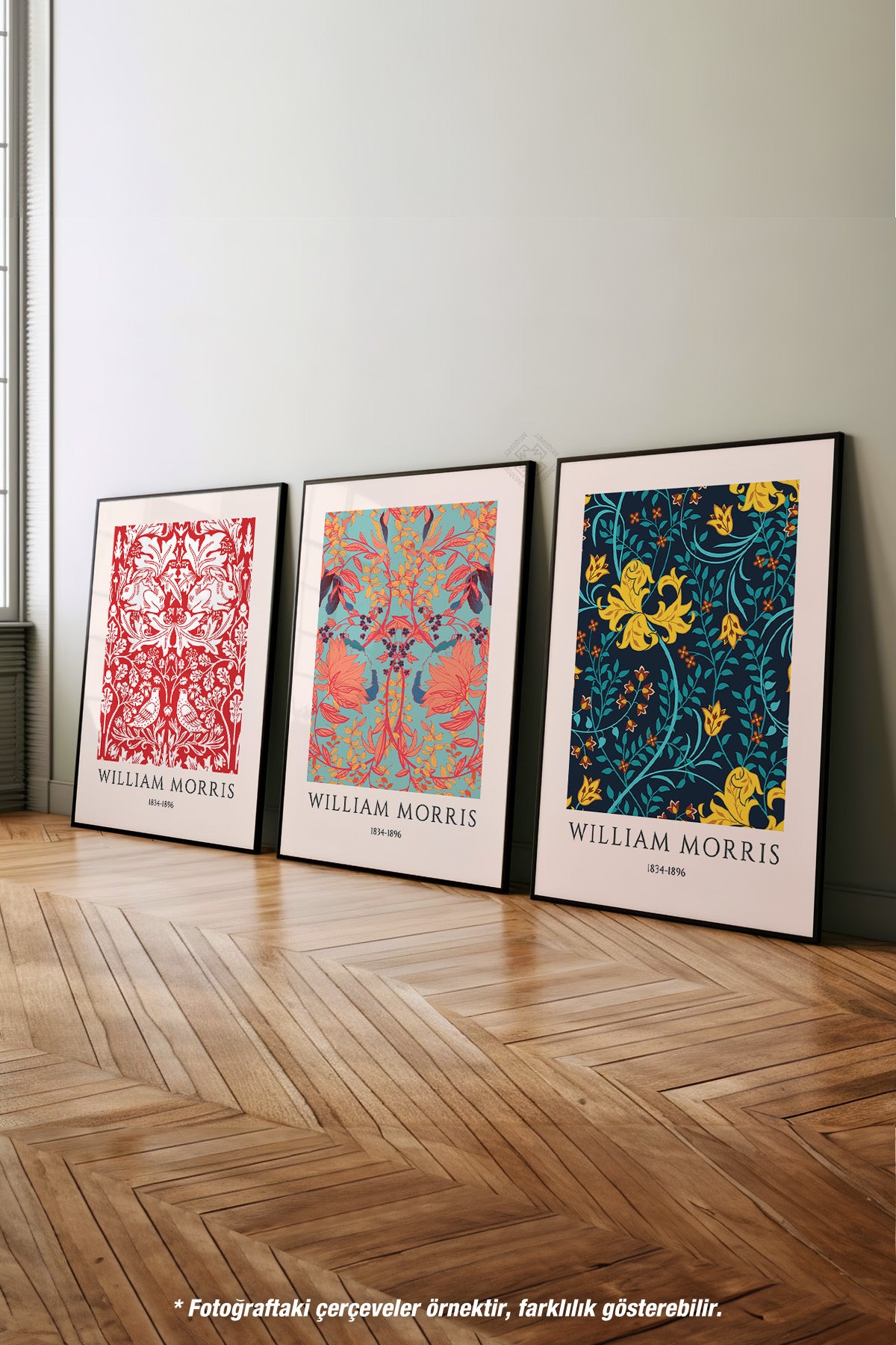 Etnik Desenli 3'lü Siyah Çerçeveli Poster, Tablo Seti No:49