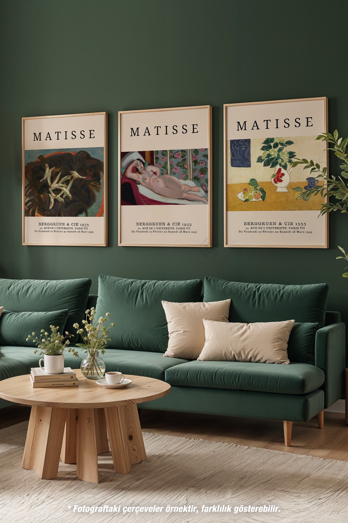 Matisse Sanatsal 3'lü Ahşap Çerçeveli Poster, Tablo Seti No:13