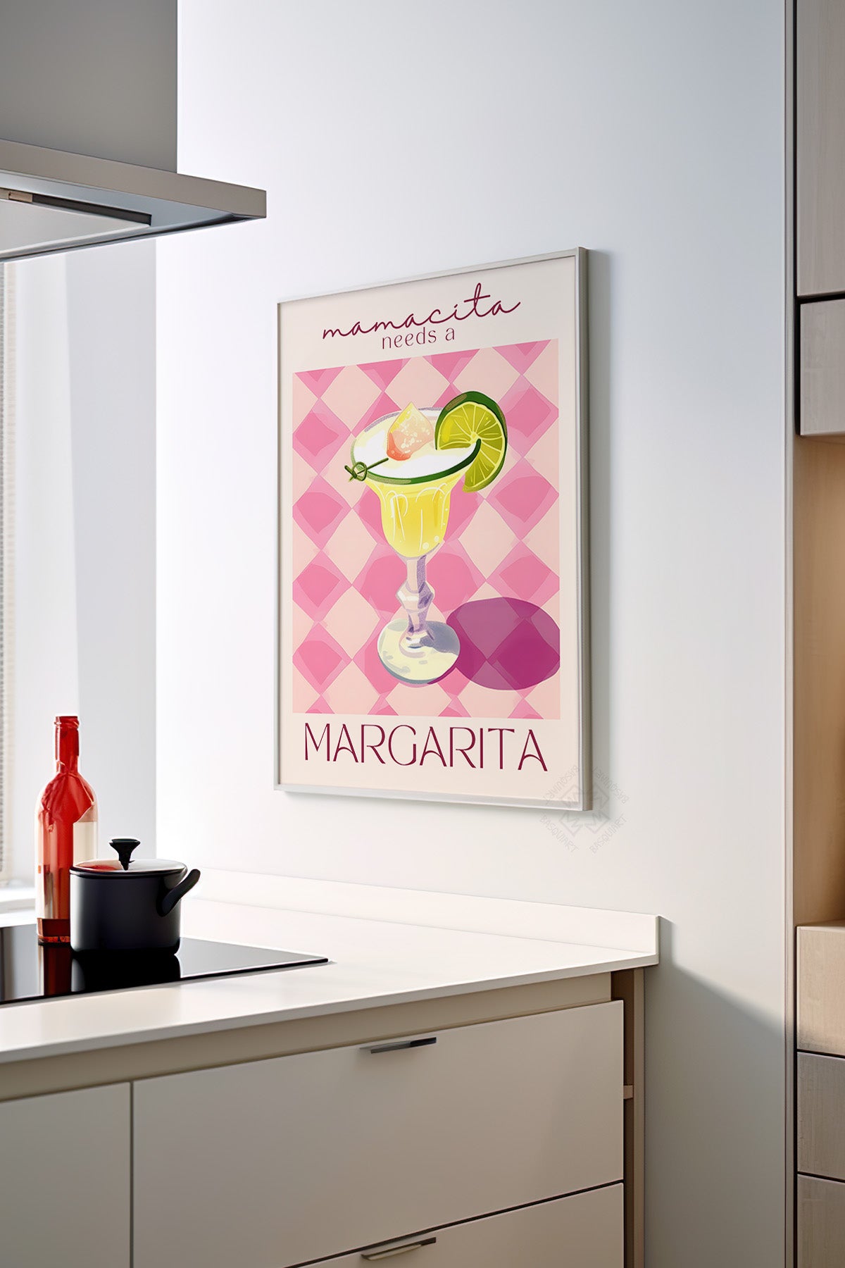 Kokteyl Serisi Beyaz Çerçeveli Poster, Tablo, Cafe, Restoran, Mutfak Duvar Dekoru No:48