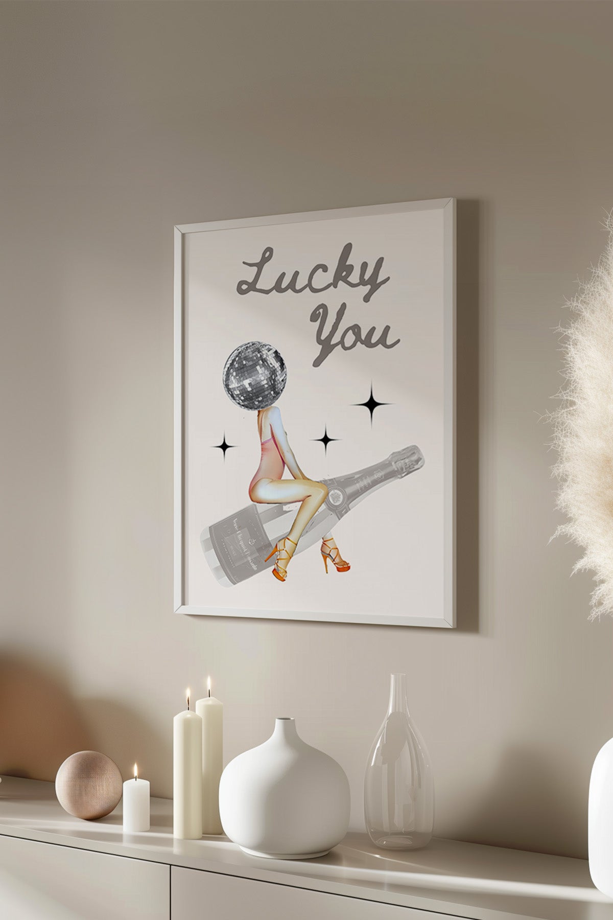 Lucky You Serisi Beyaz Çerçeveli Poster, Tablo Duvar Dekoru No:11