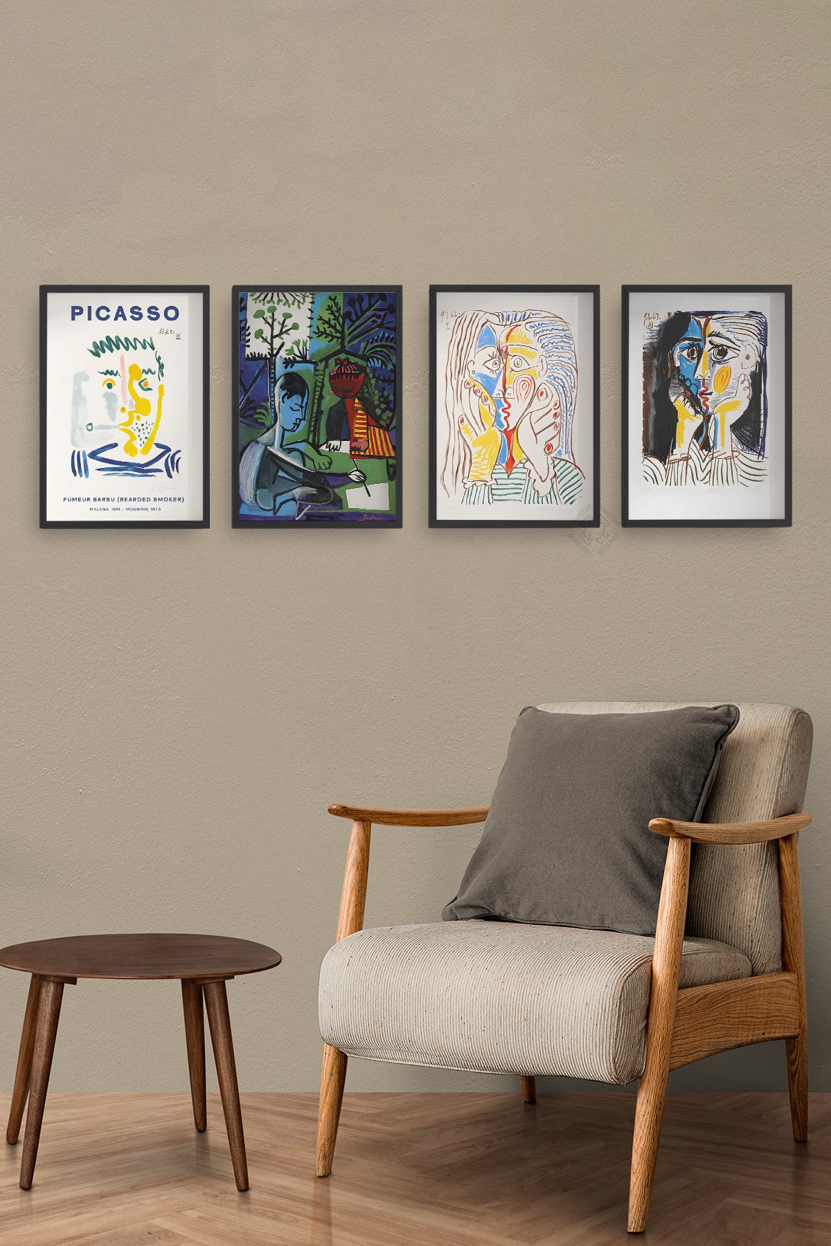 Picasso Sanatsal 4'lü Siyah Çerçeveli Poster, Tablo Seti No:35